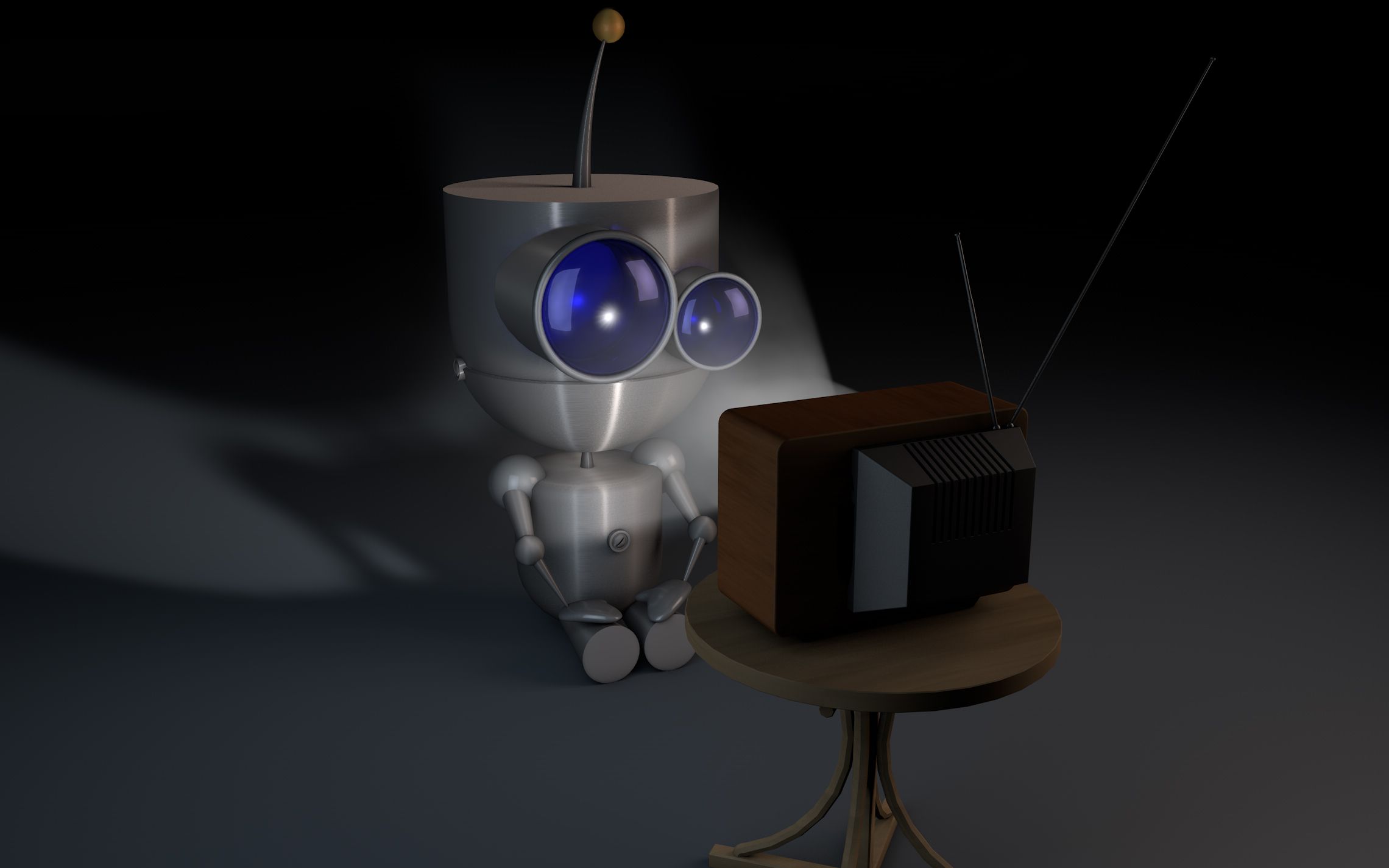 Robot carino con vecchia TV, 2280x1425 2K, PC