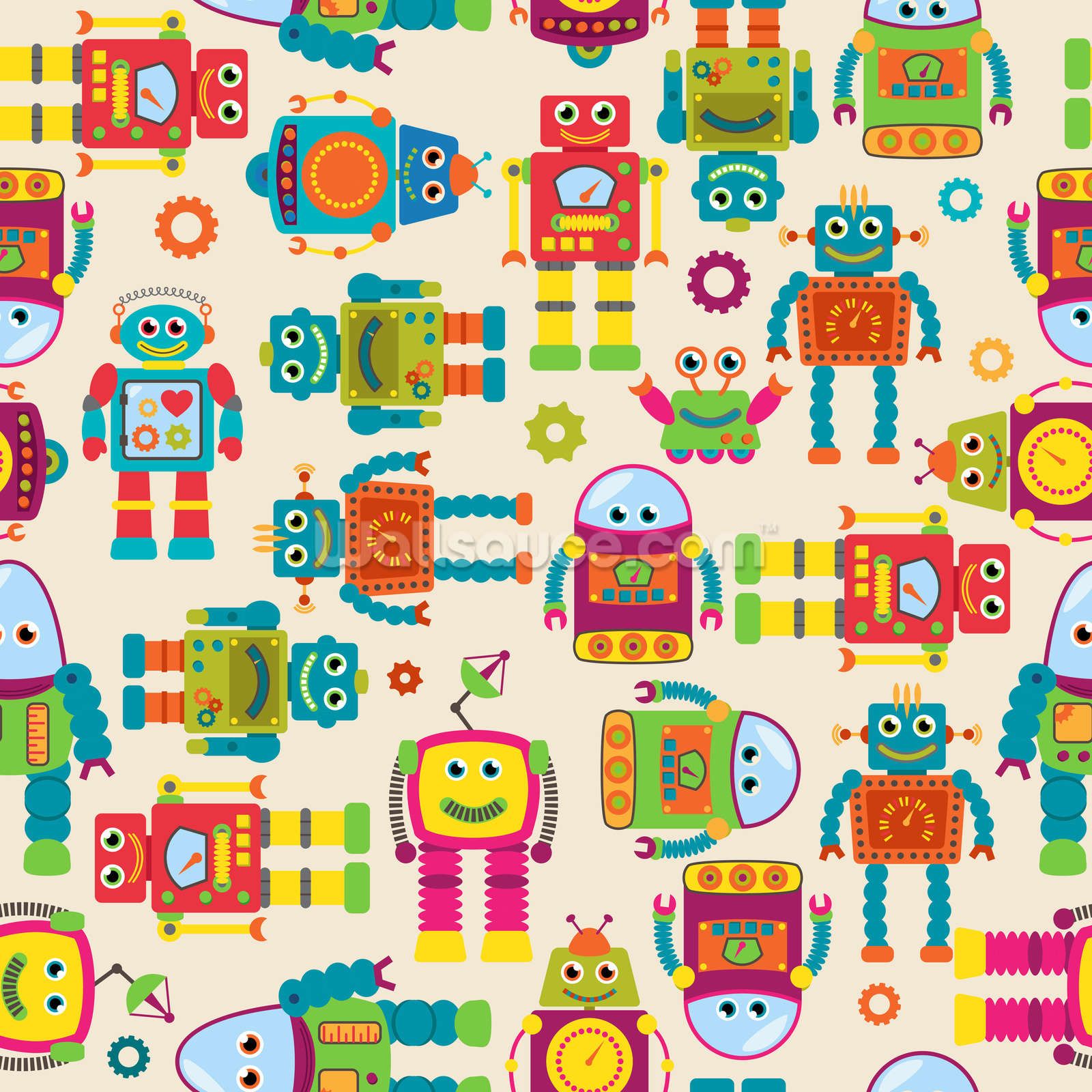 Pattern robot colorati cartoon, 1600x1600 HD, Desktop