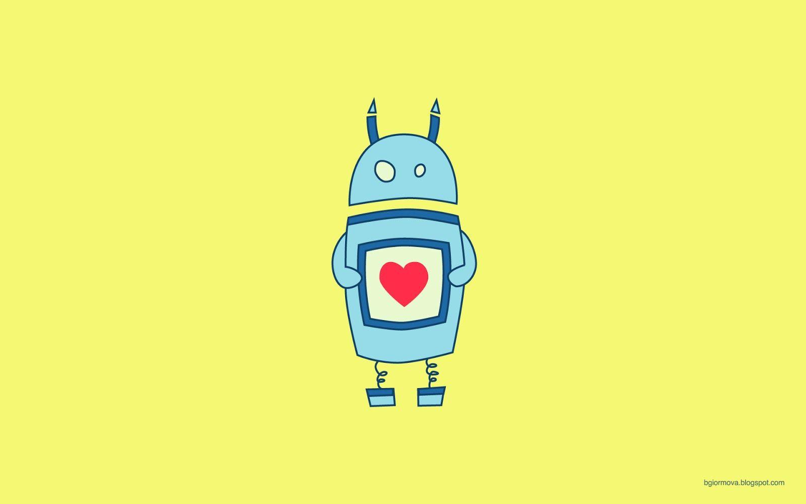 Robot carino azzurro con cuore, 1600x1000 HD, ROG Asus Laptop