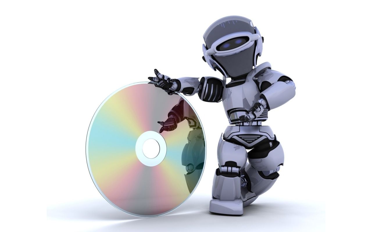 Robot 3D con disco CD, 1280x800 720p, PC