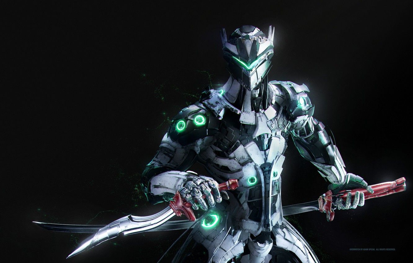 Robot ninja con katana, 1332x850 720p, Laptop