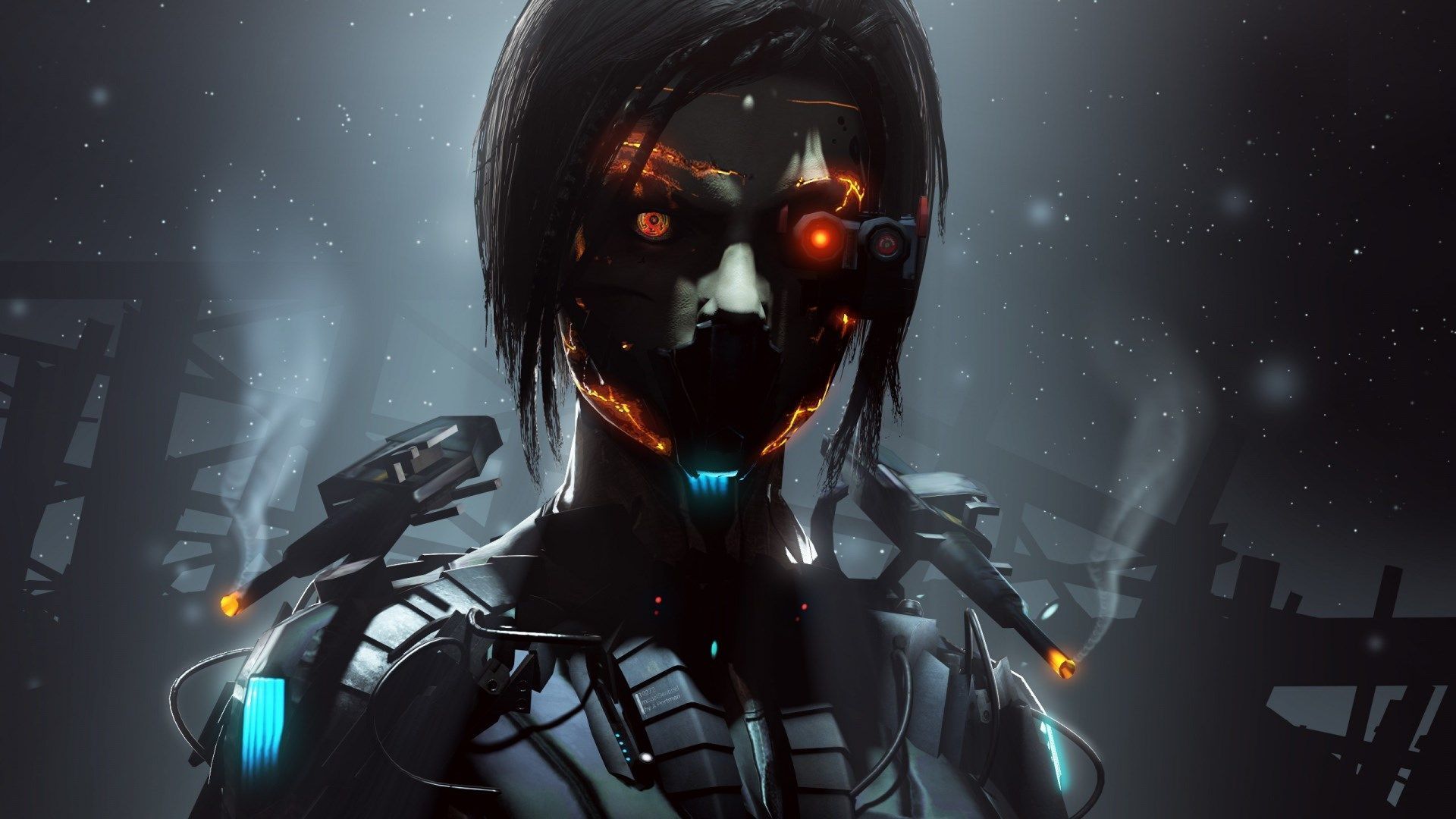 Robot ninja cyborg occhi arancioni, 1920x1080 1080p, Desktop