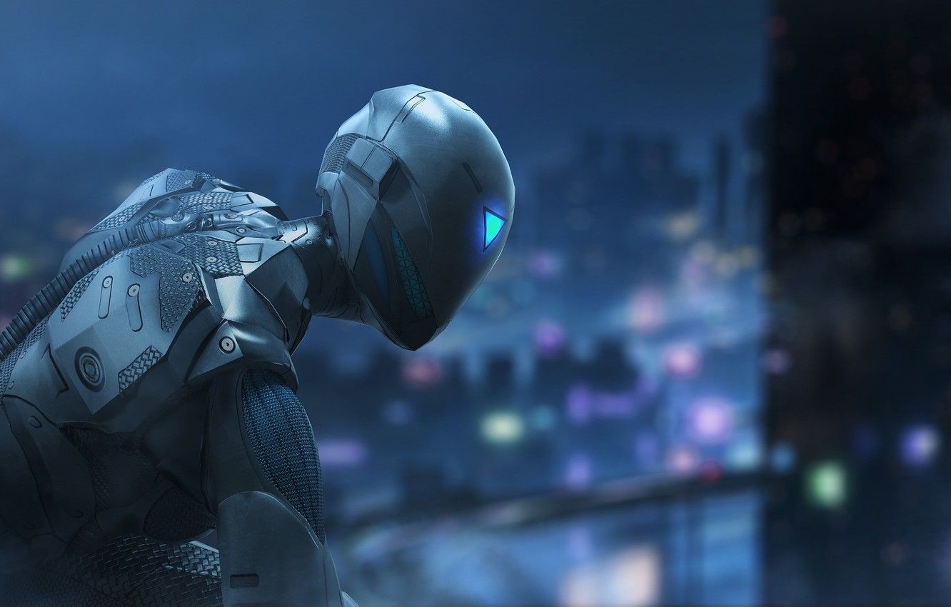 Robot ninja notturno città, 1332x850 HD, Desktop