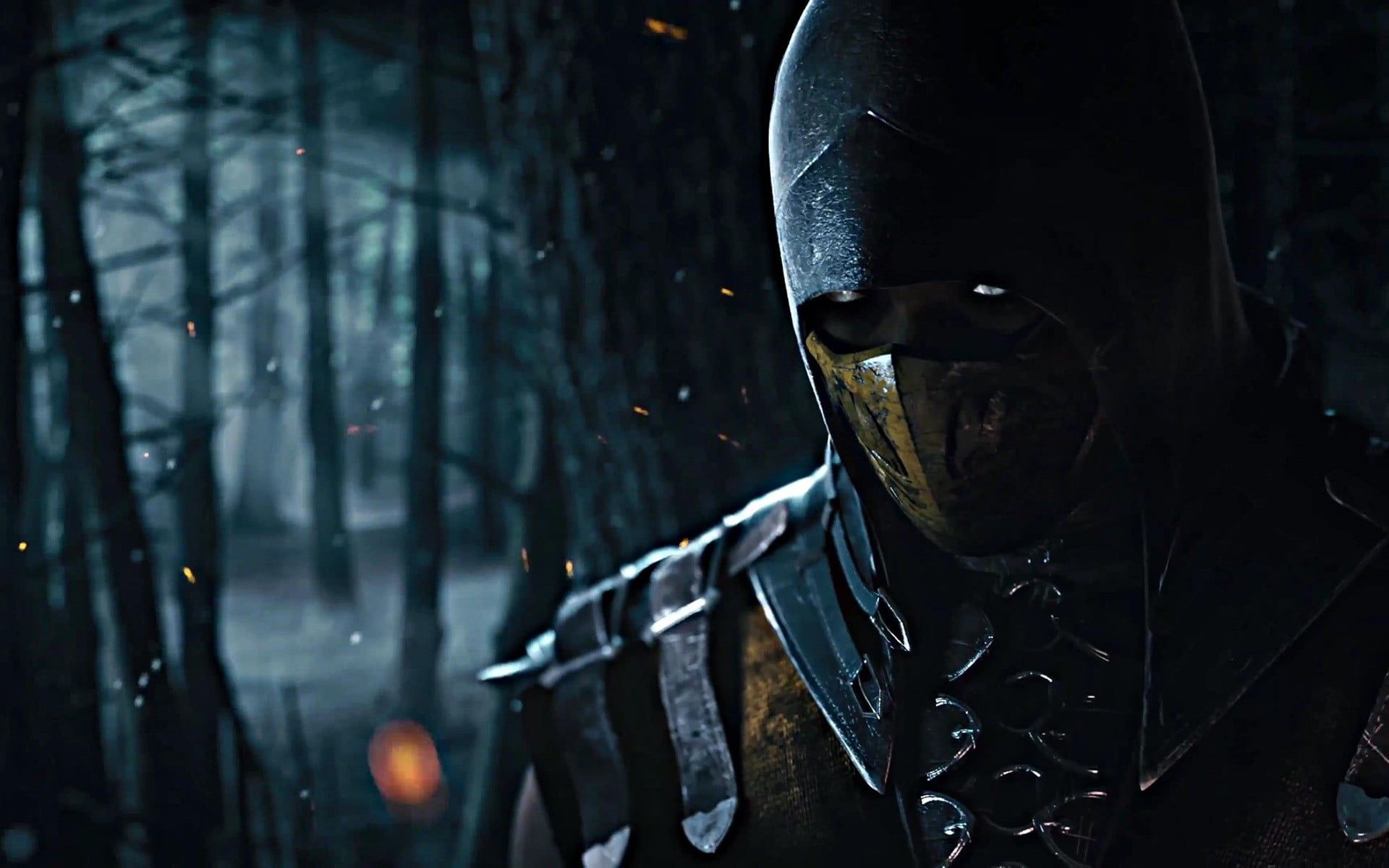 Scorpion Mortal Kombat foresta notte, ninja, 1920x1200 Full HD+, PC