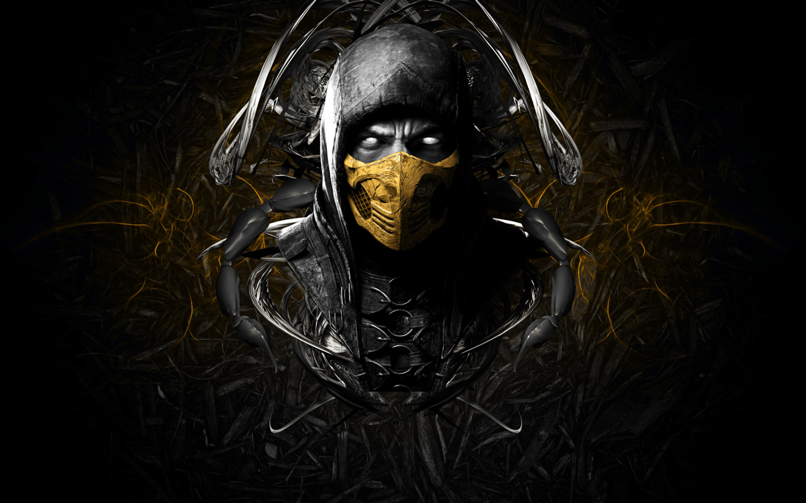 Scorpion Mortal Kombat oscuro, ninja, 2560x1600 2K, PC