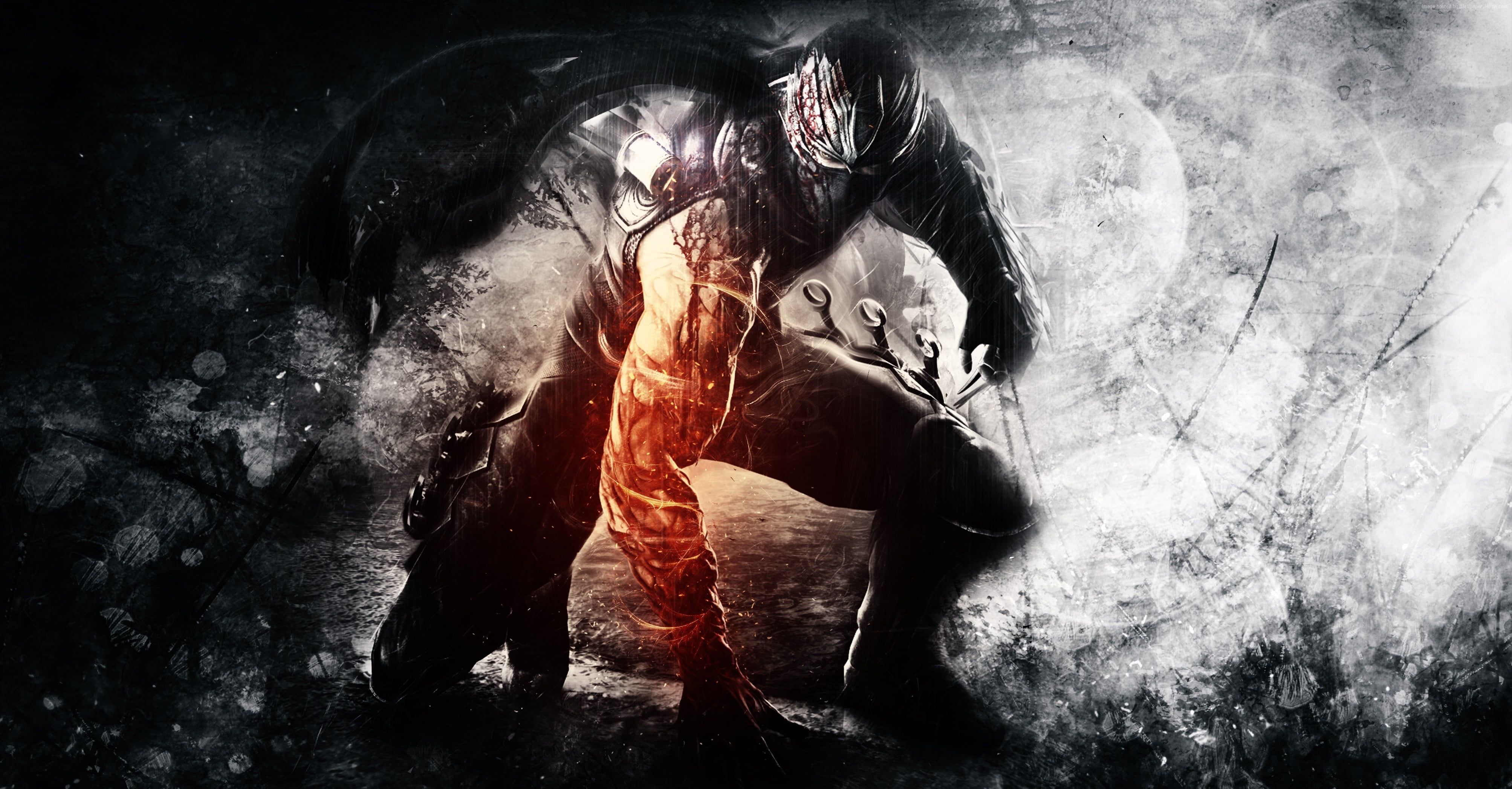 Guerriero ninja oscuro incappucciato, 4013x2093 4K, Desktop 4K
