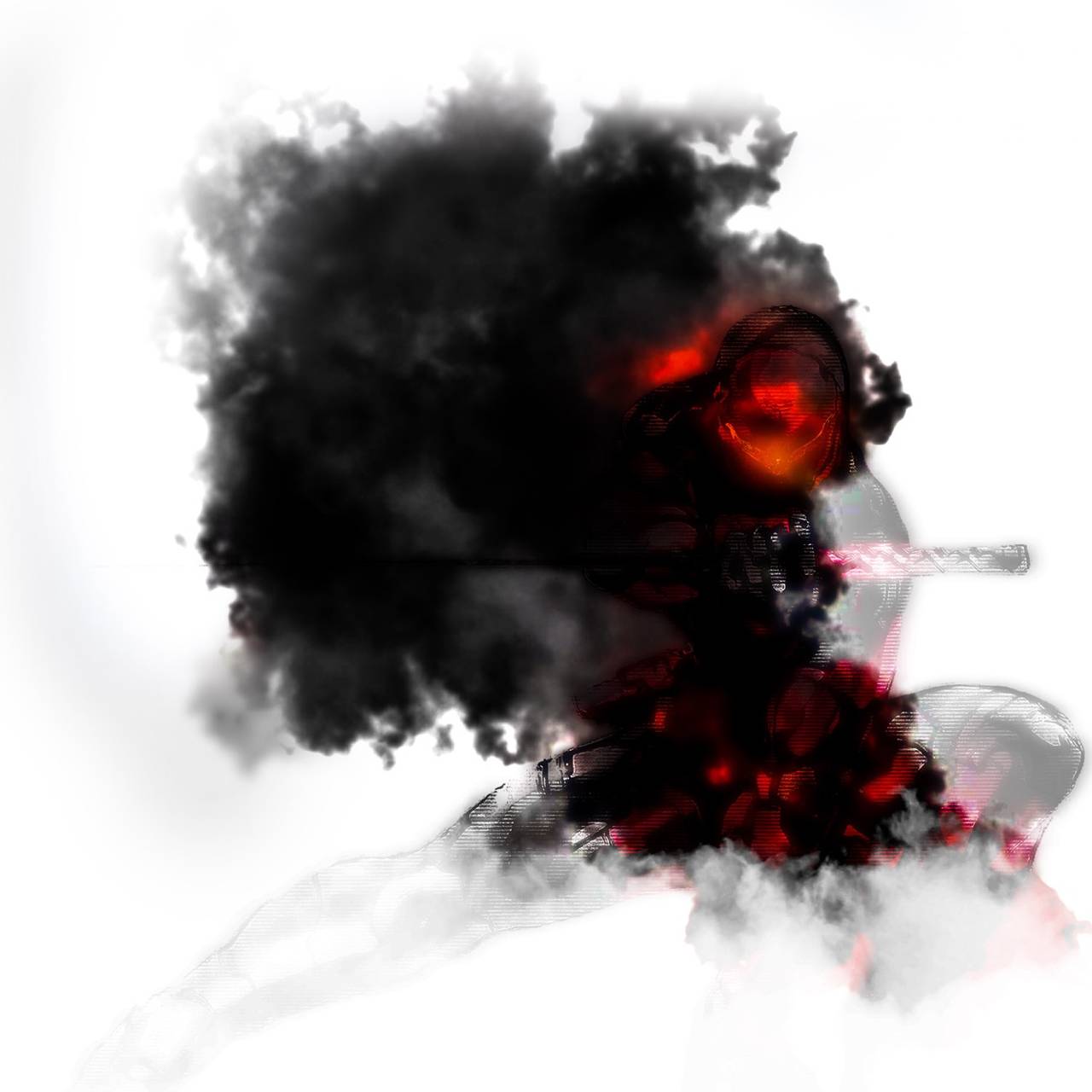 Robot ninja fumo nero rosso, 1280x1280 720p, Acer Nitro