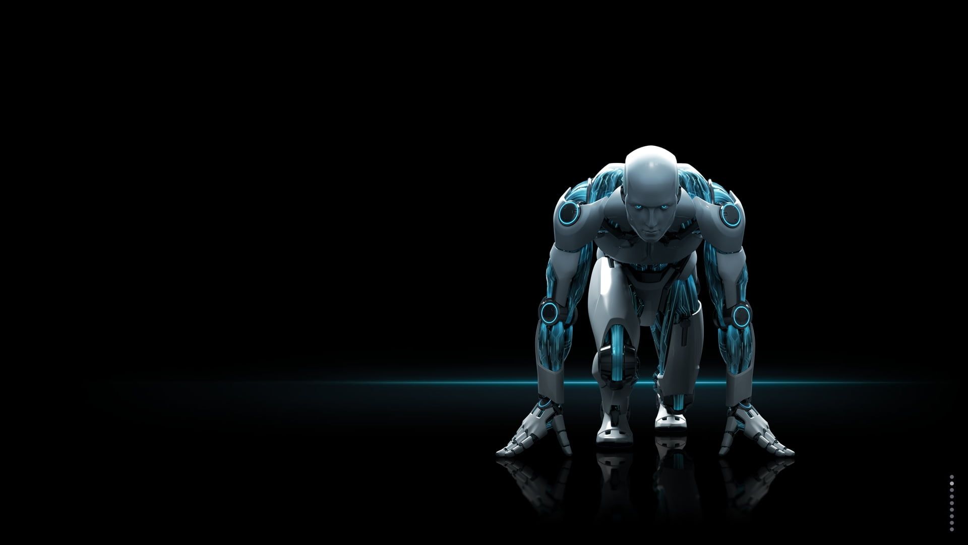 Robot umanoide bianco accovacciato, 1920x1080 1080p, PC
