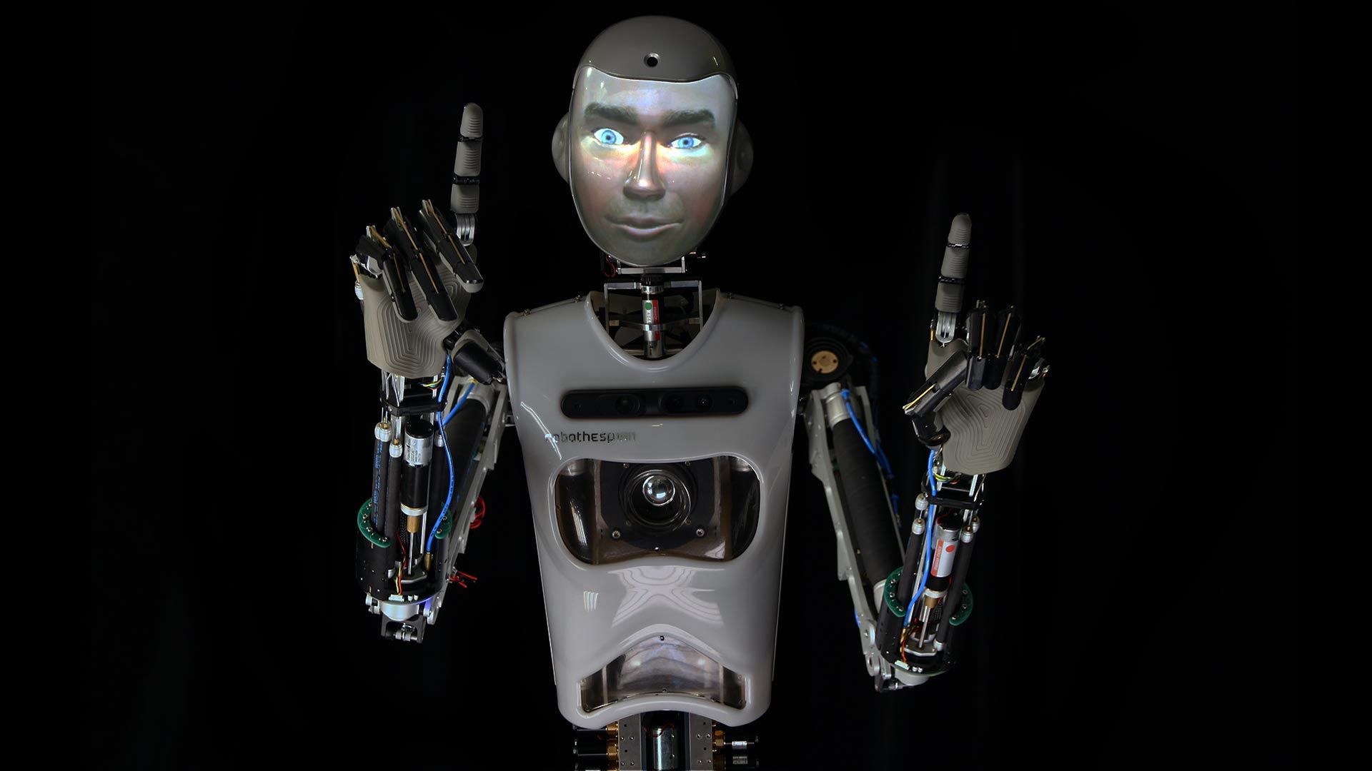 Robot umanoide bianco RoboThespian, 1920x1080 Full HD 1080p, Laptop