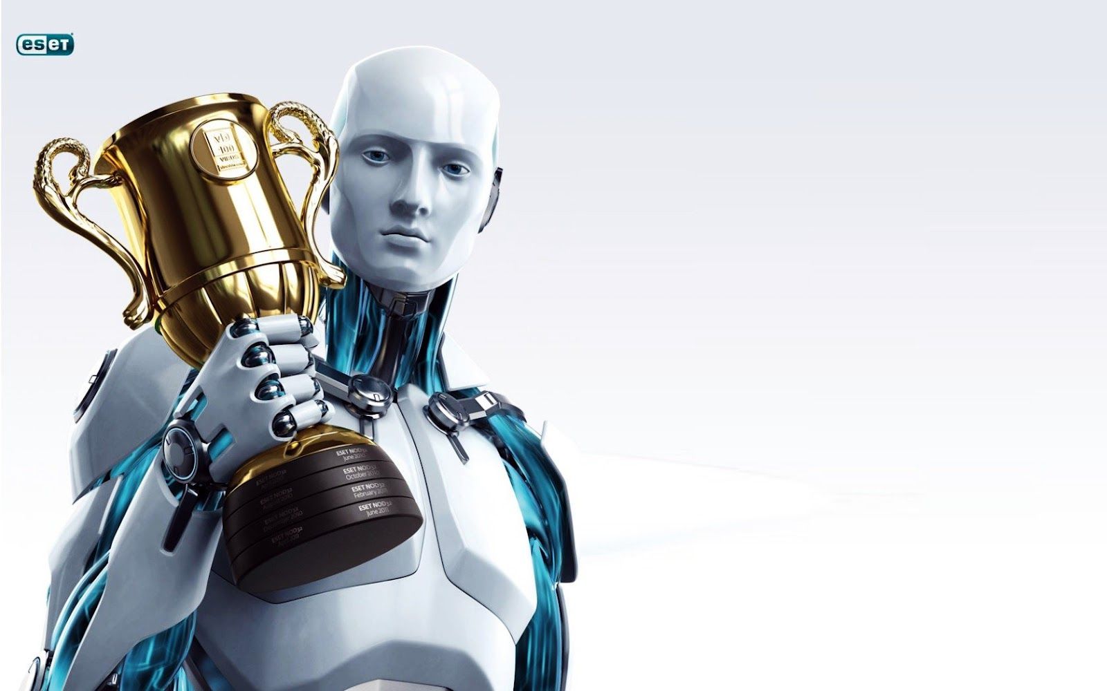 Robot umanoide bianco con trofeo, 1600x1000 HD Ready, Laptop