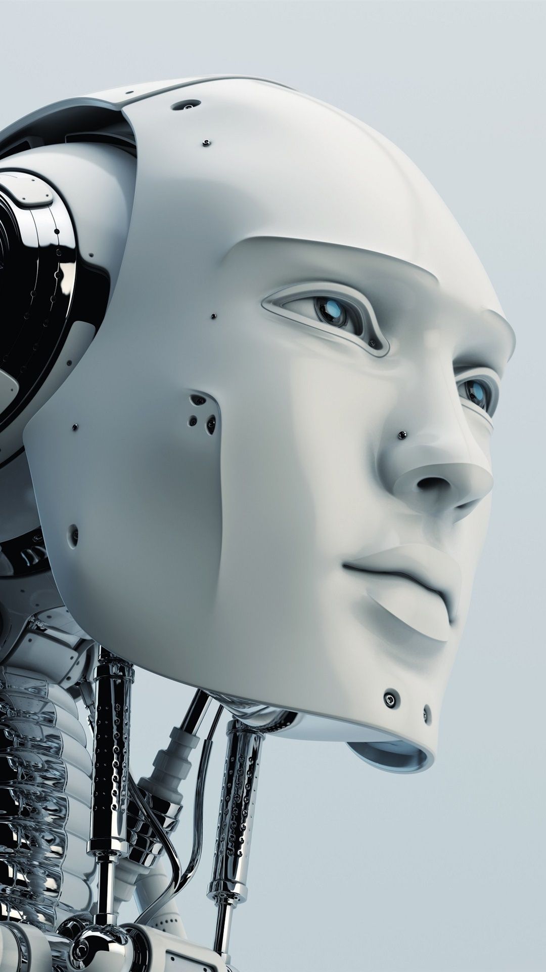 testa robot umanoide bianco, 1080x1920 Verticale, Telefono