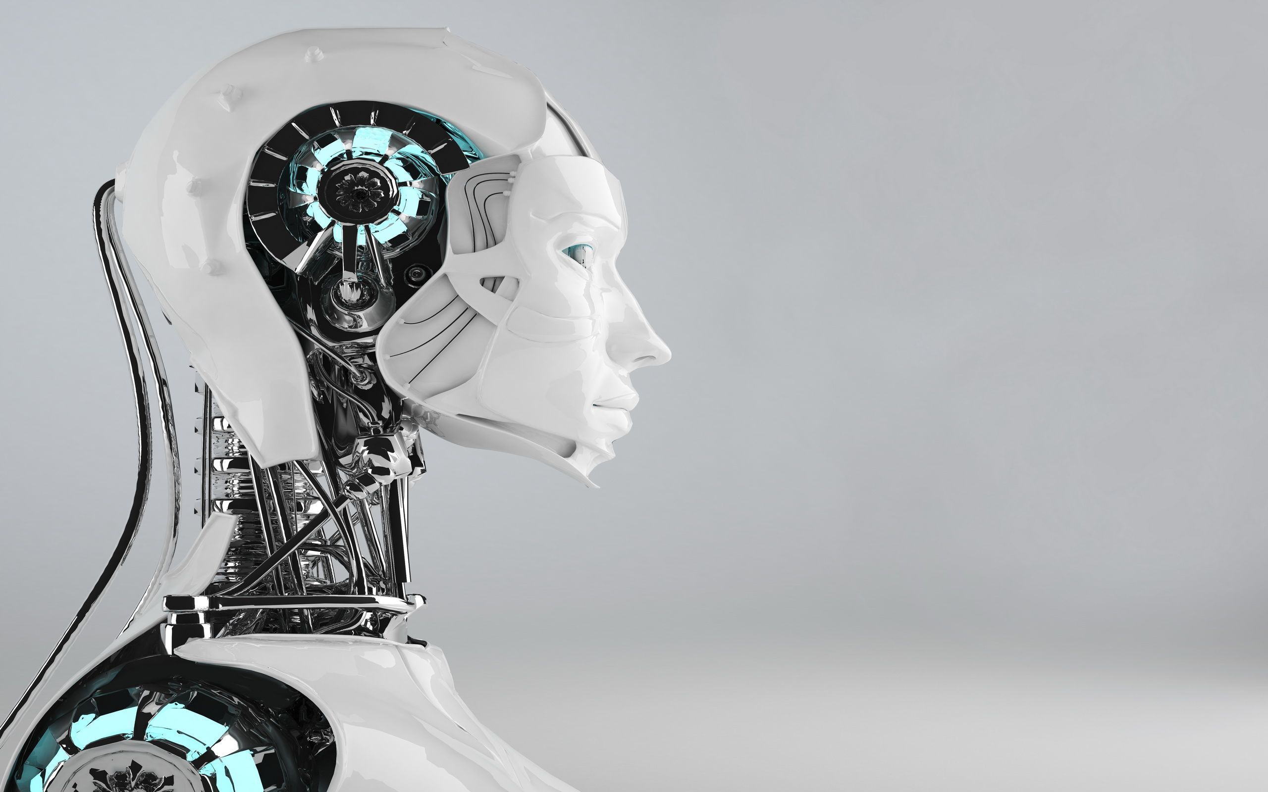 Robot umanoide bianco profilo, 2560x1600 2K+, MacBook Pro