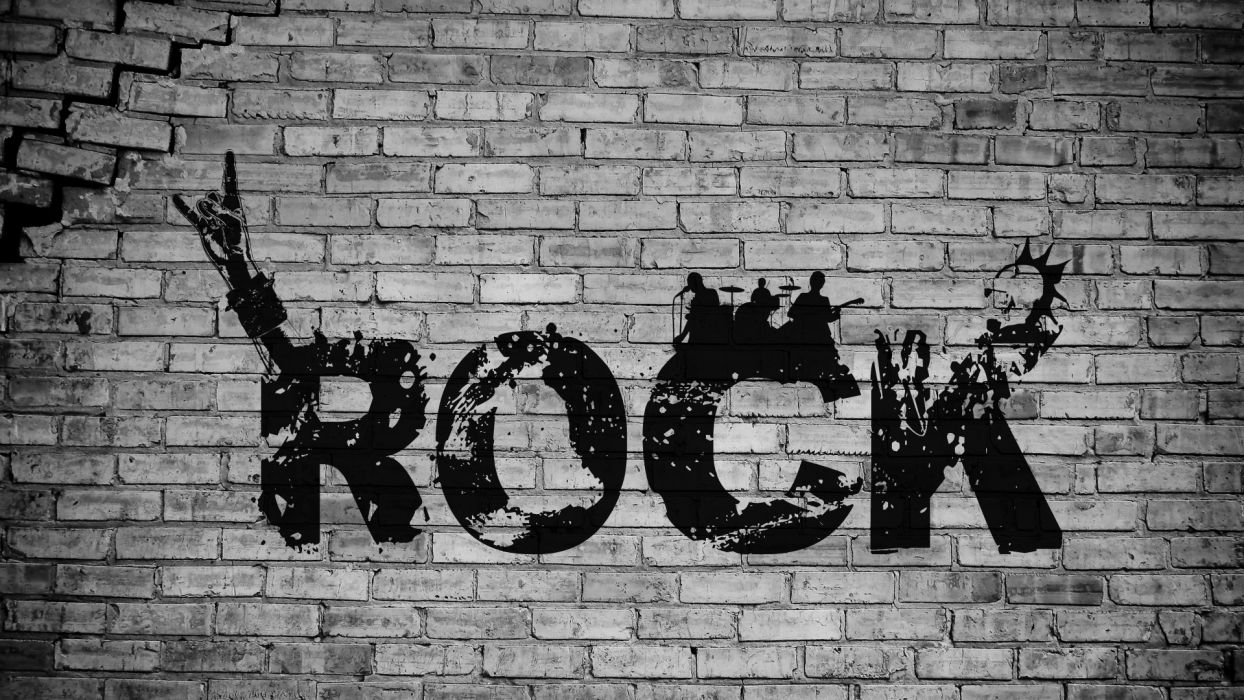 Scritta ROCK su muro mattoni, 1244x700 HD, Desktop