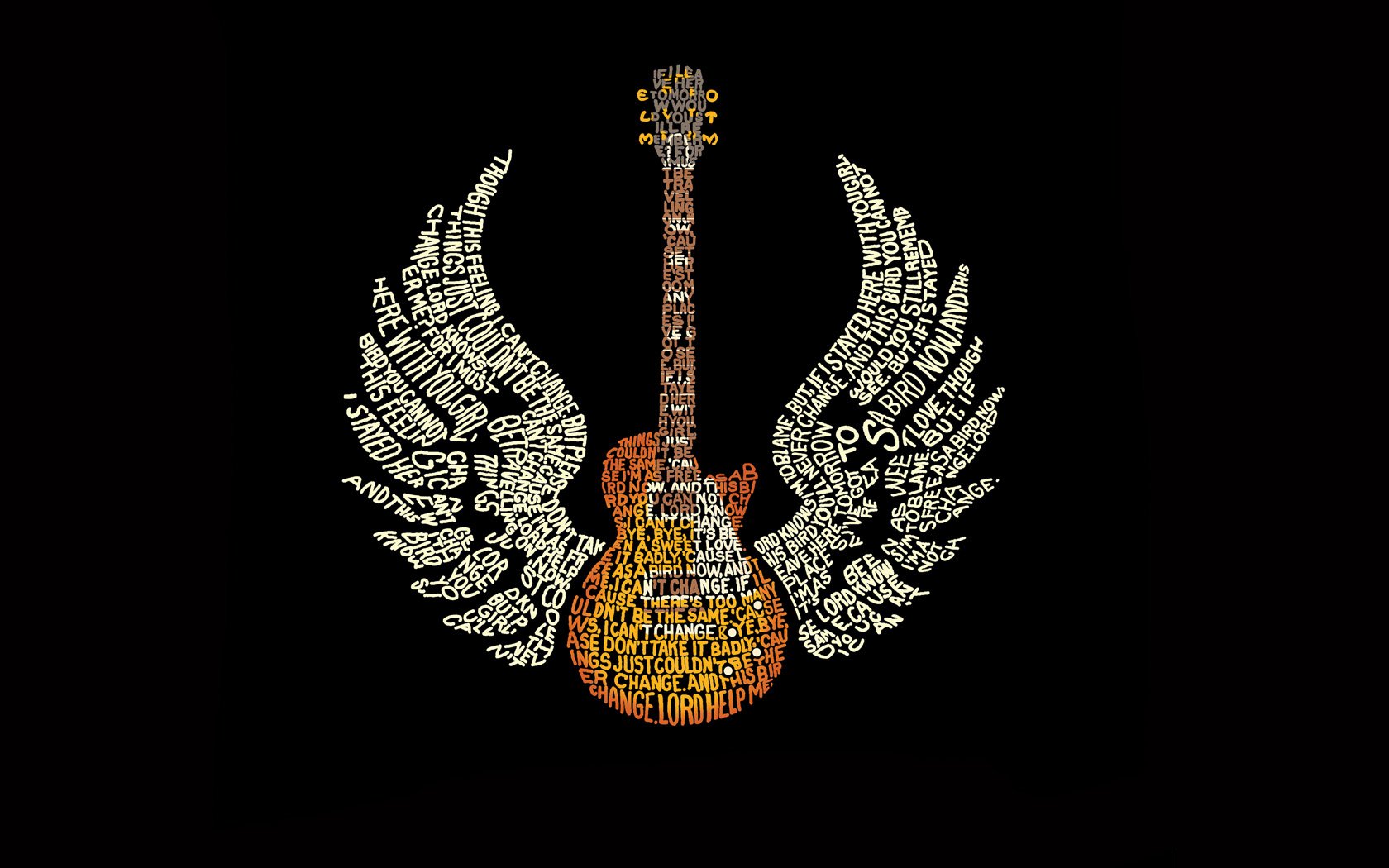 Chitarra con ali di testo, 1680x1050 HD Ready, Desktop