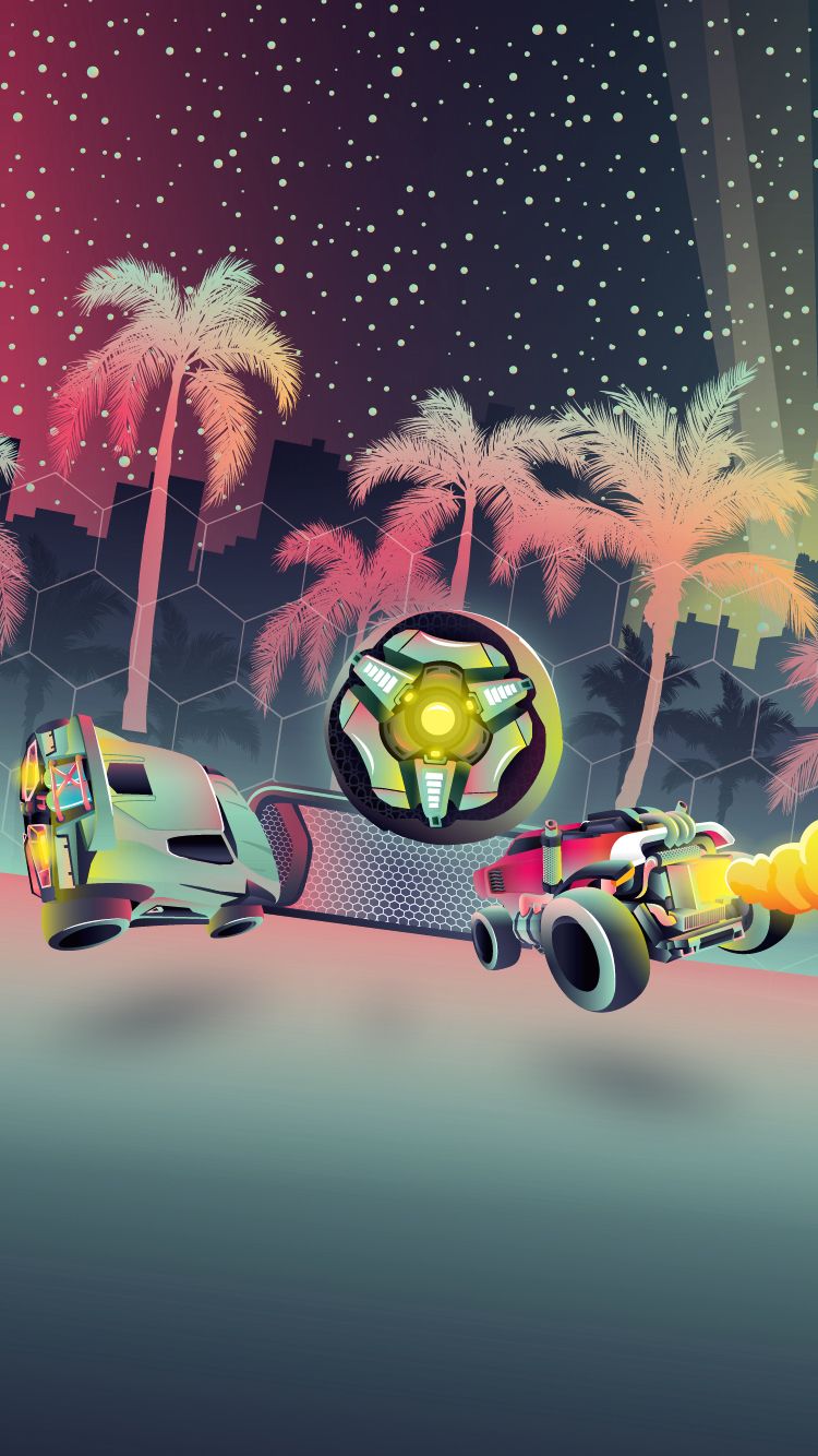 Auto Rocket League con palme, 750x1334 Full HD Verticale, iPhone Pro Max