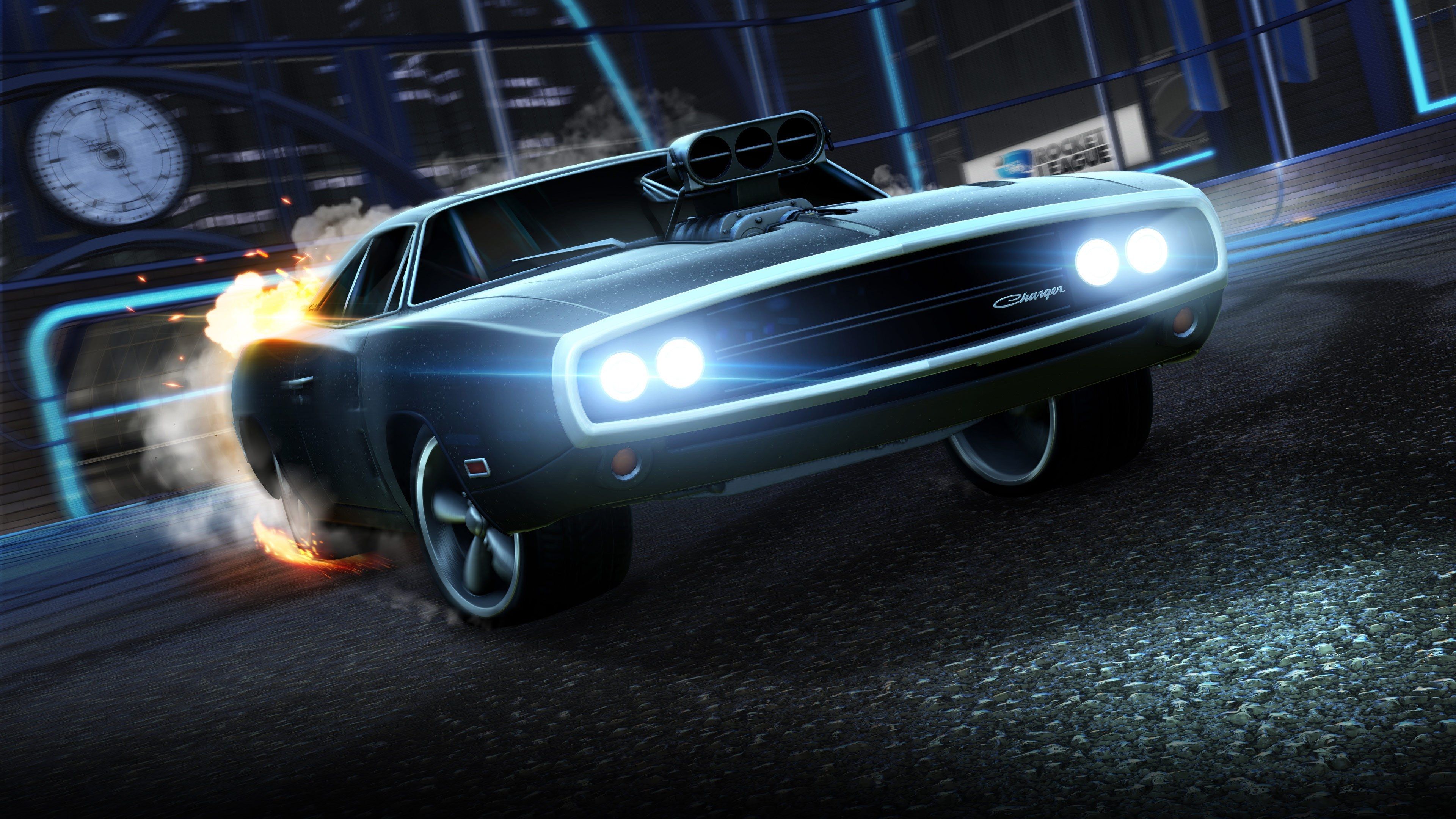 Dodge Charger Rocket League notturno, muscle car, 3840x2160 4K Ultra HD, Monitor 4K