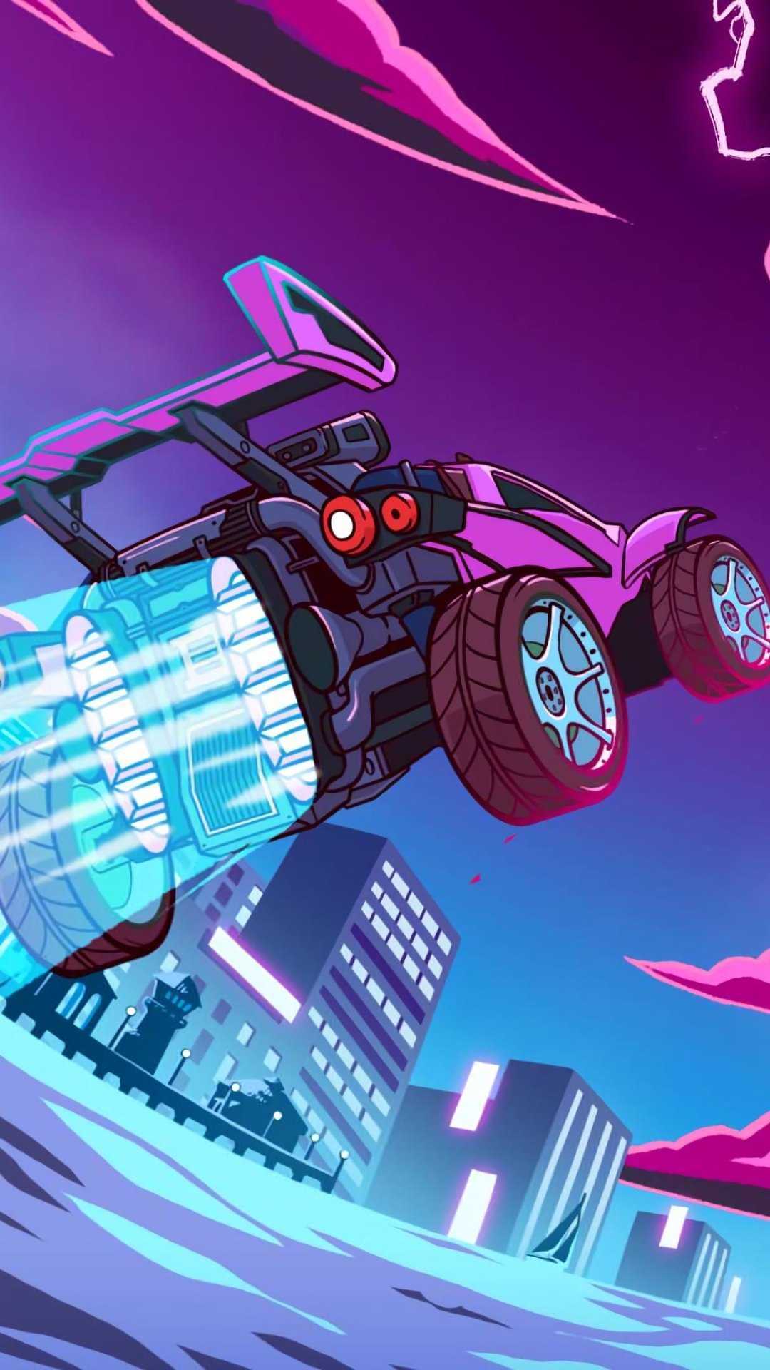 Auto rosa Rocket League città, 1080x1920 Full HD Verticale, iPhone