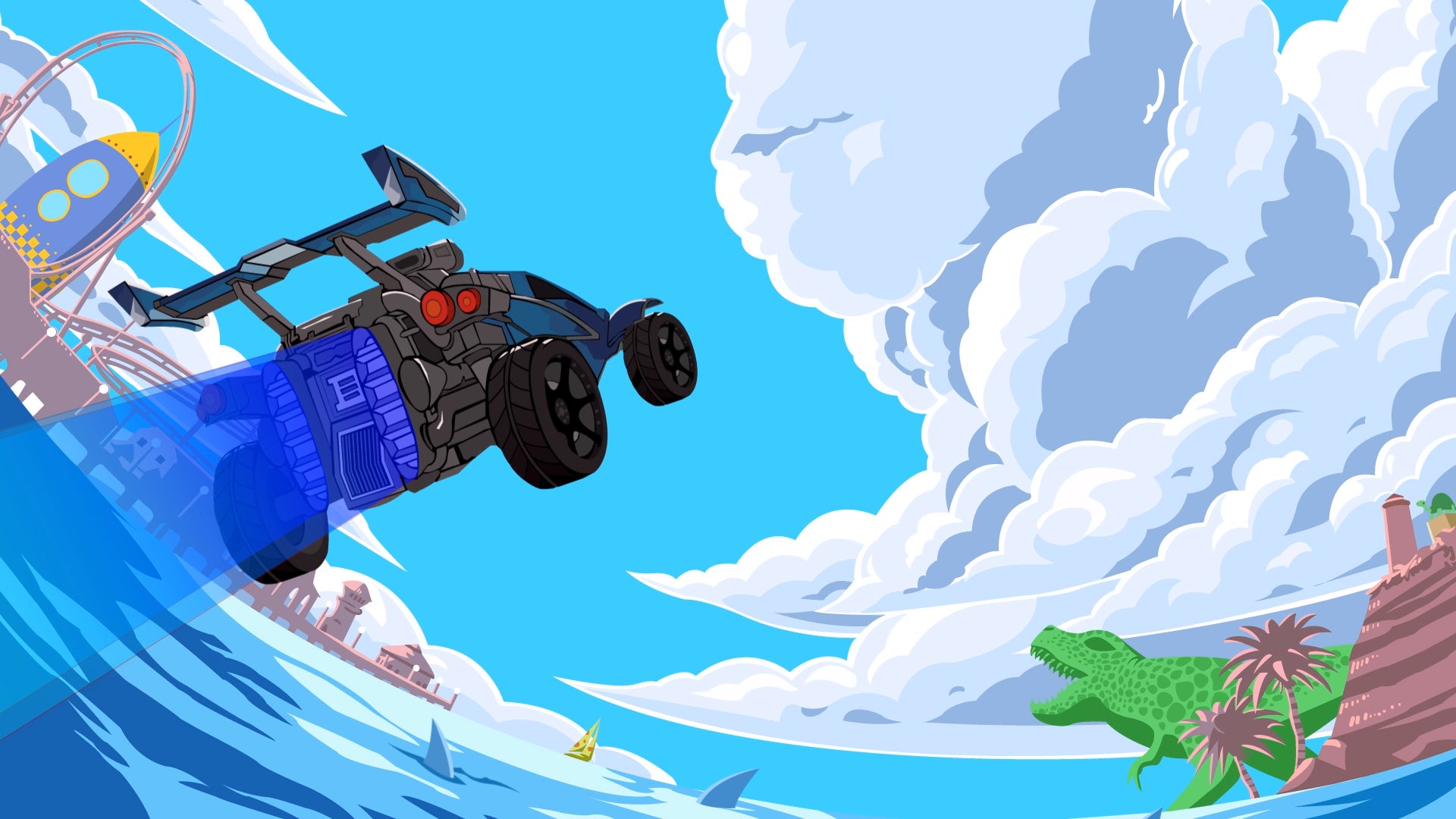 Auto Rocket League su onda, 1920x1080 Full HD, Desktop