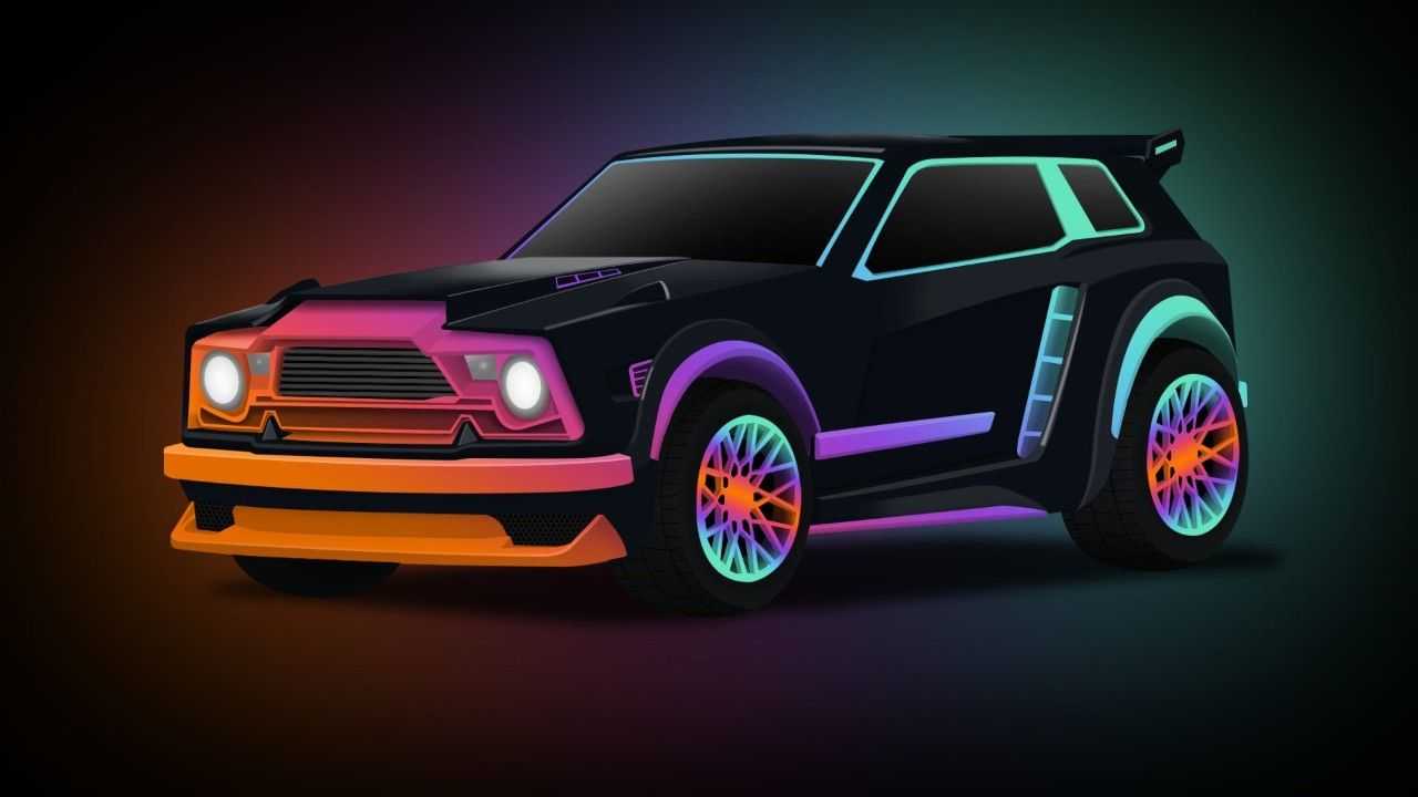Auto Rocket League neon nera, 1280x720 720p, PC