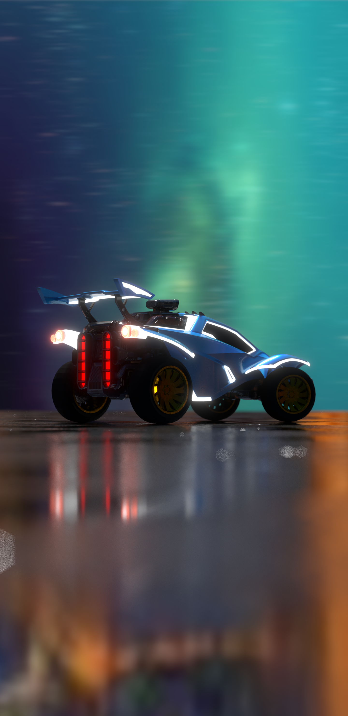 Auto Rocket League neon blu, 1440x2960 Full HD Verticale, iPhone