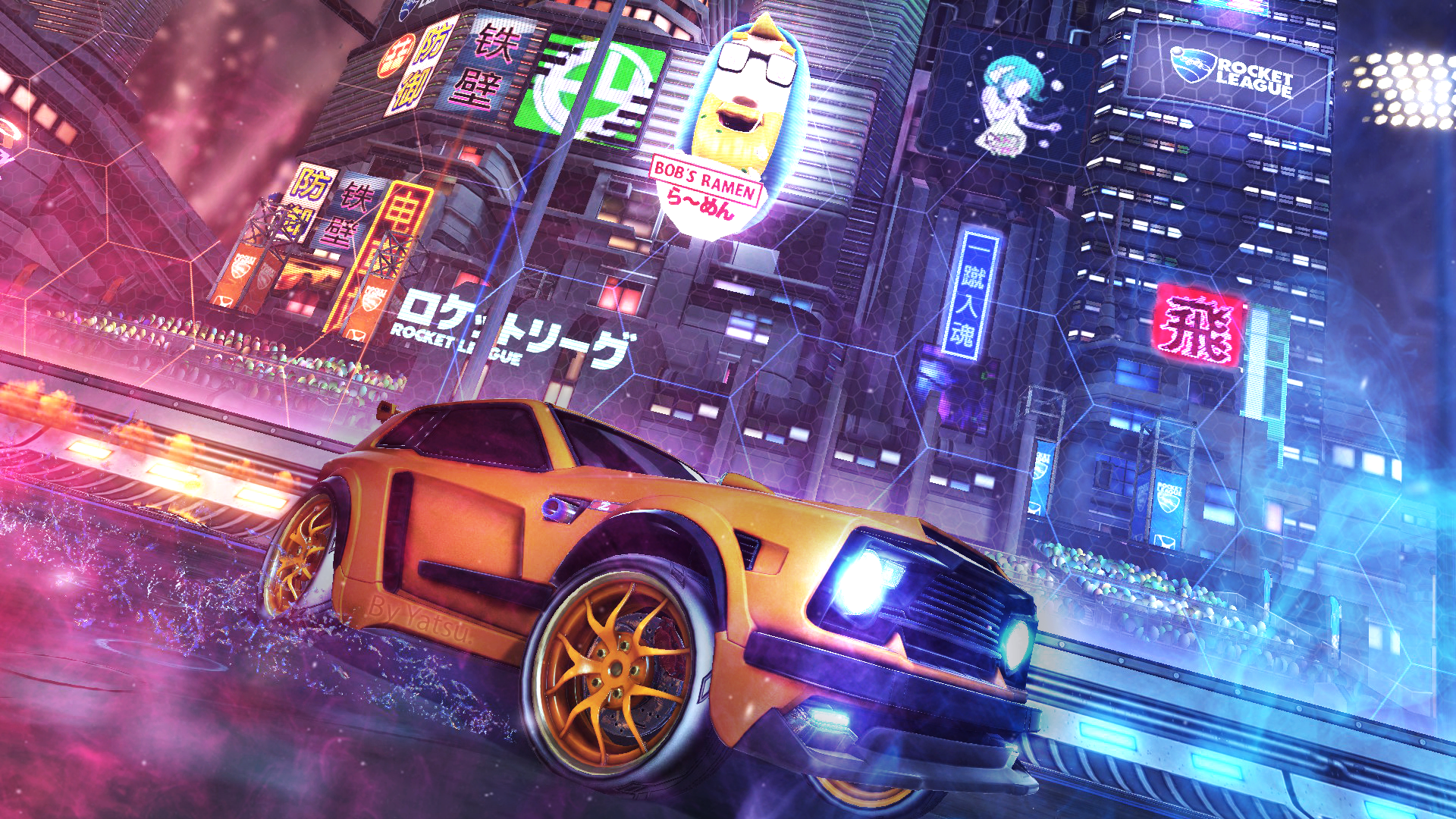 Auto gialla Rocket League città, 1920x1080 Full HD 1080p, Laptop