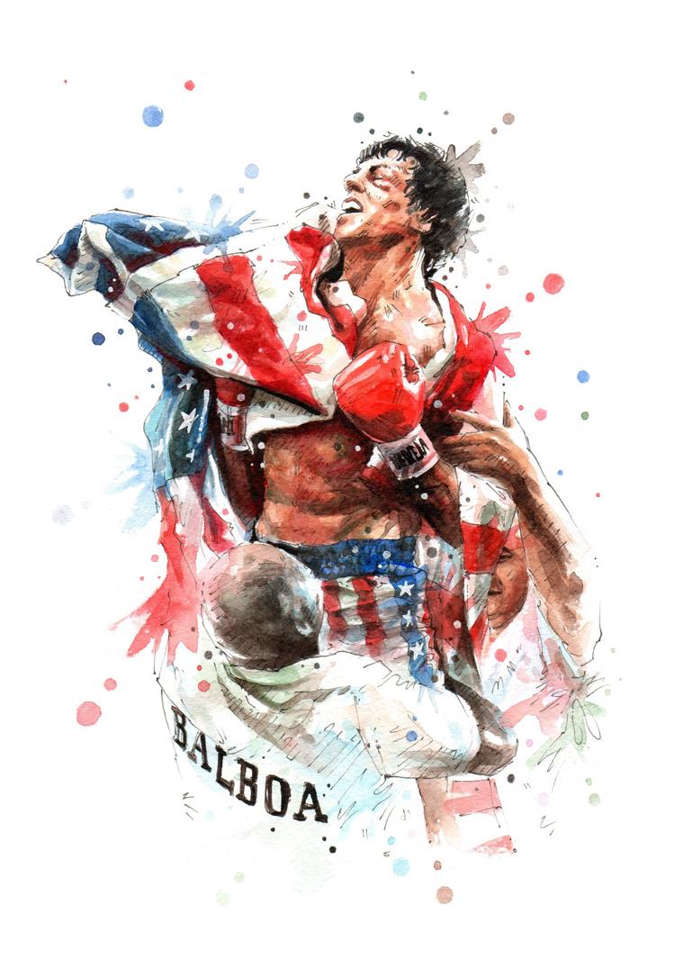 Rocky Balboa acquerello boxe, 750x1066 Verticale, Android