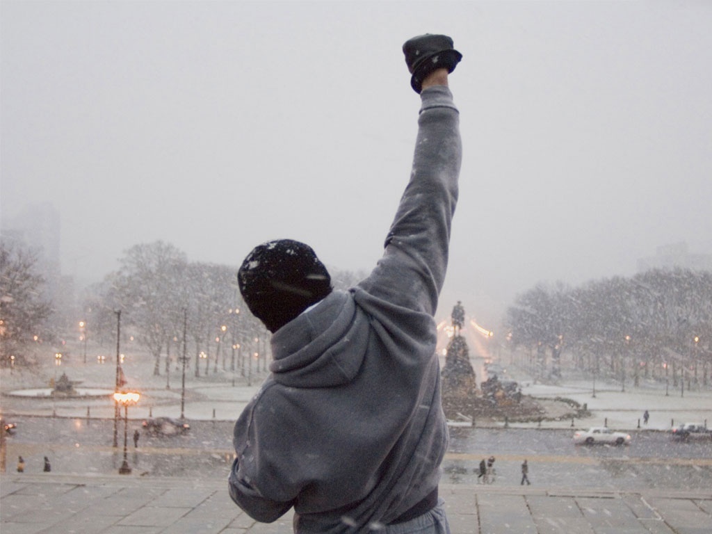Rocky Balboa pugno alzato neve, 1024x768 HD, Laptop