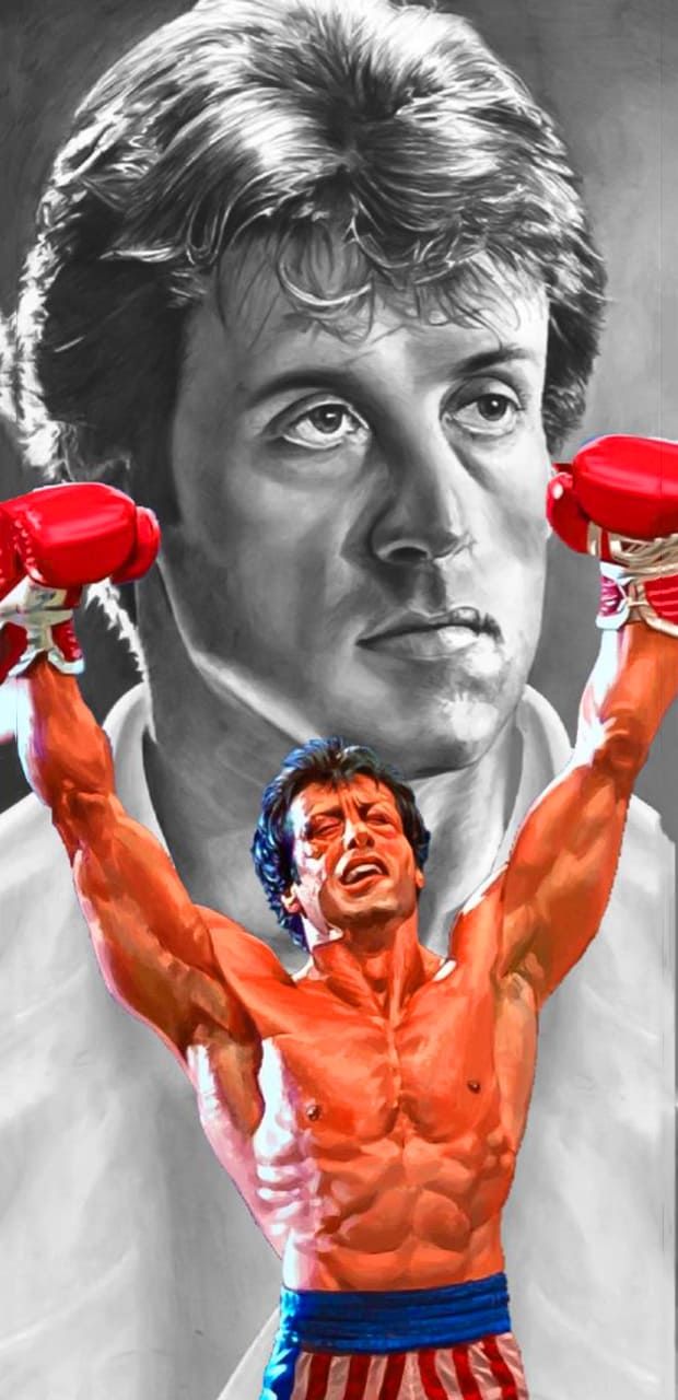 Rocky Balboa illustrazione boxe, 620x1280 Verticale, Telefono
