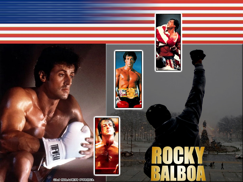 Rocky Balboa collage bandiera americana, 1024x768 HD, Laptop