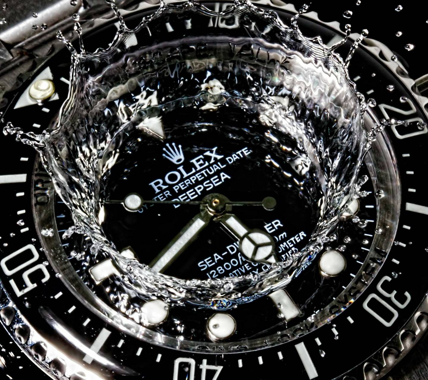 Orologio Rolex con schizzo d'acqua, 1440x1280 720p, PC