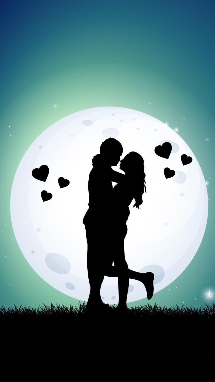 Coppia silhouette sotto luna, 720x1280 Full HD Verticale, Samsung Galaxy