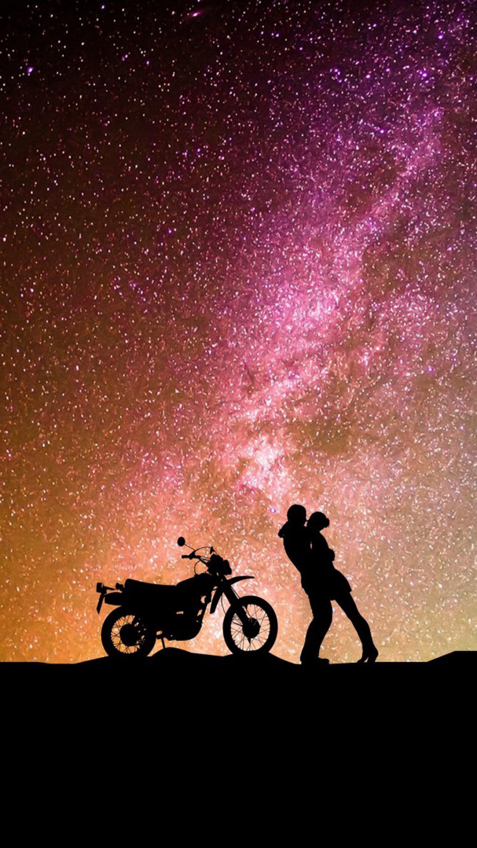 Coppia bacio silhouette moto, 950x1689 Verticale, Telefono