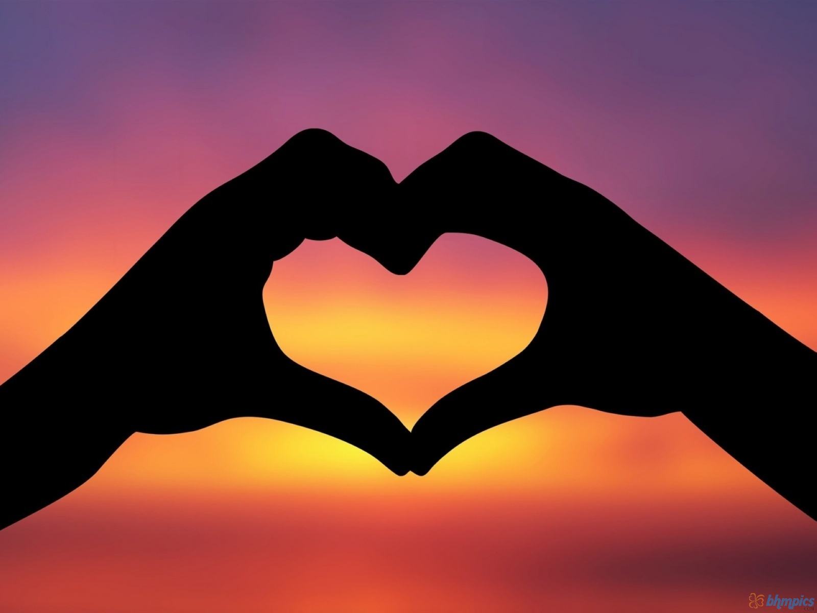 Mani a forma di cuore, tramonto, 1600x1200 HD Ready, PC