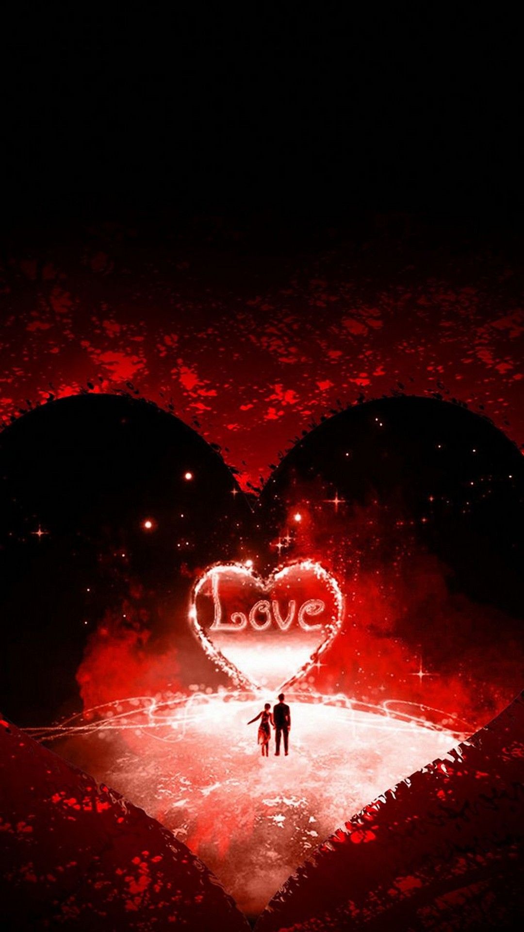 Cuore rosso con scritta Love, 1080x1920 Verticale, Mobile