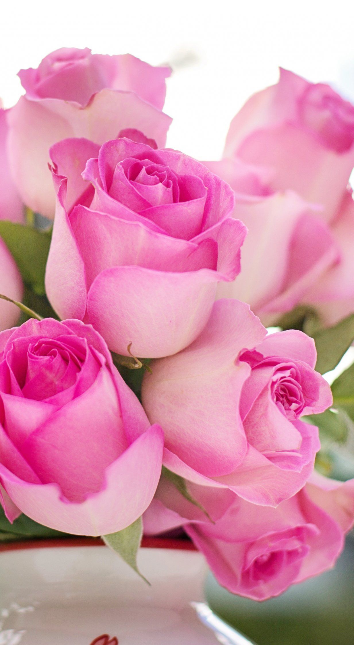 Rose rosa romantiche, 1233x2246 Verticale, Mobile