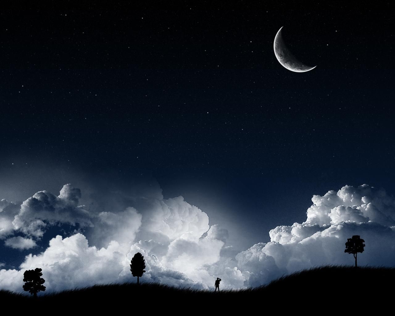 Luna crescente cielo notturno, 1280x1024 HD, Desktop