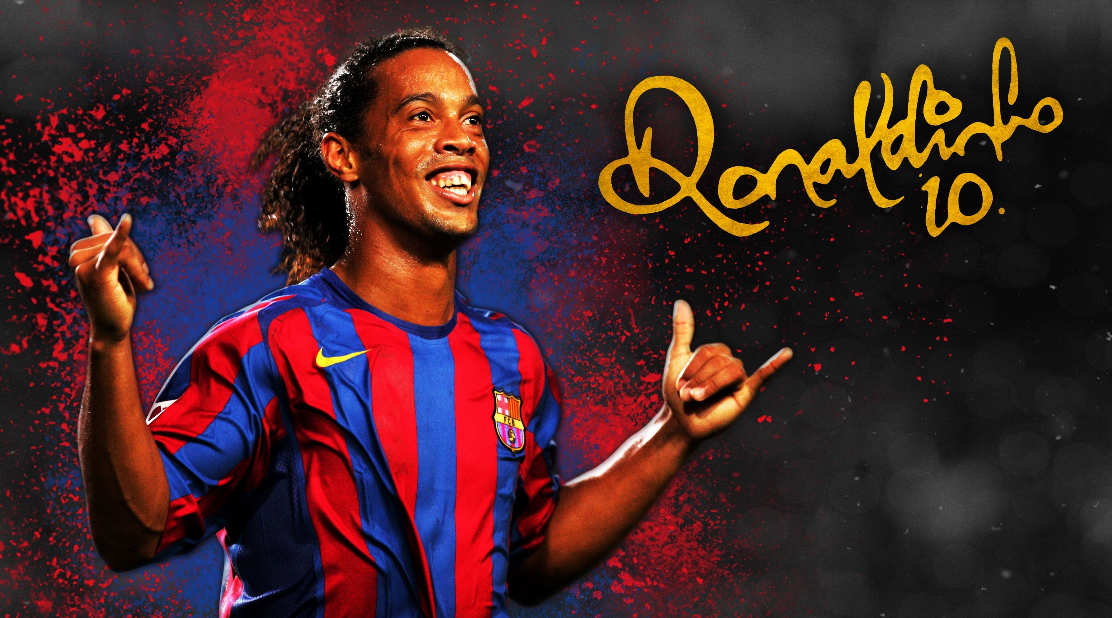 Ronaldinho maglia Barcellona, FC Barcelona, 3840x2133 4K, Desktop 4K