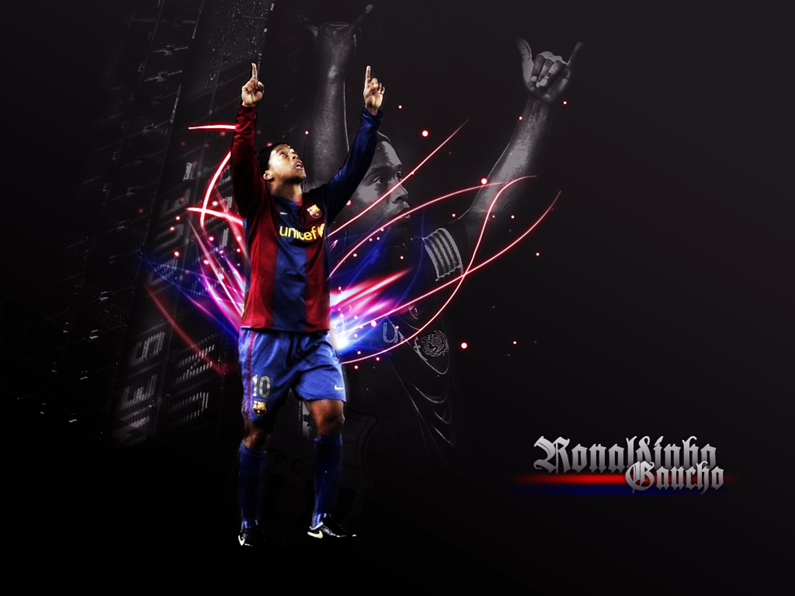 Ronaldinho Barcellona esultanza grafica, 1600x1200 HD Ready, PC