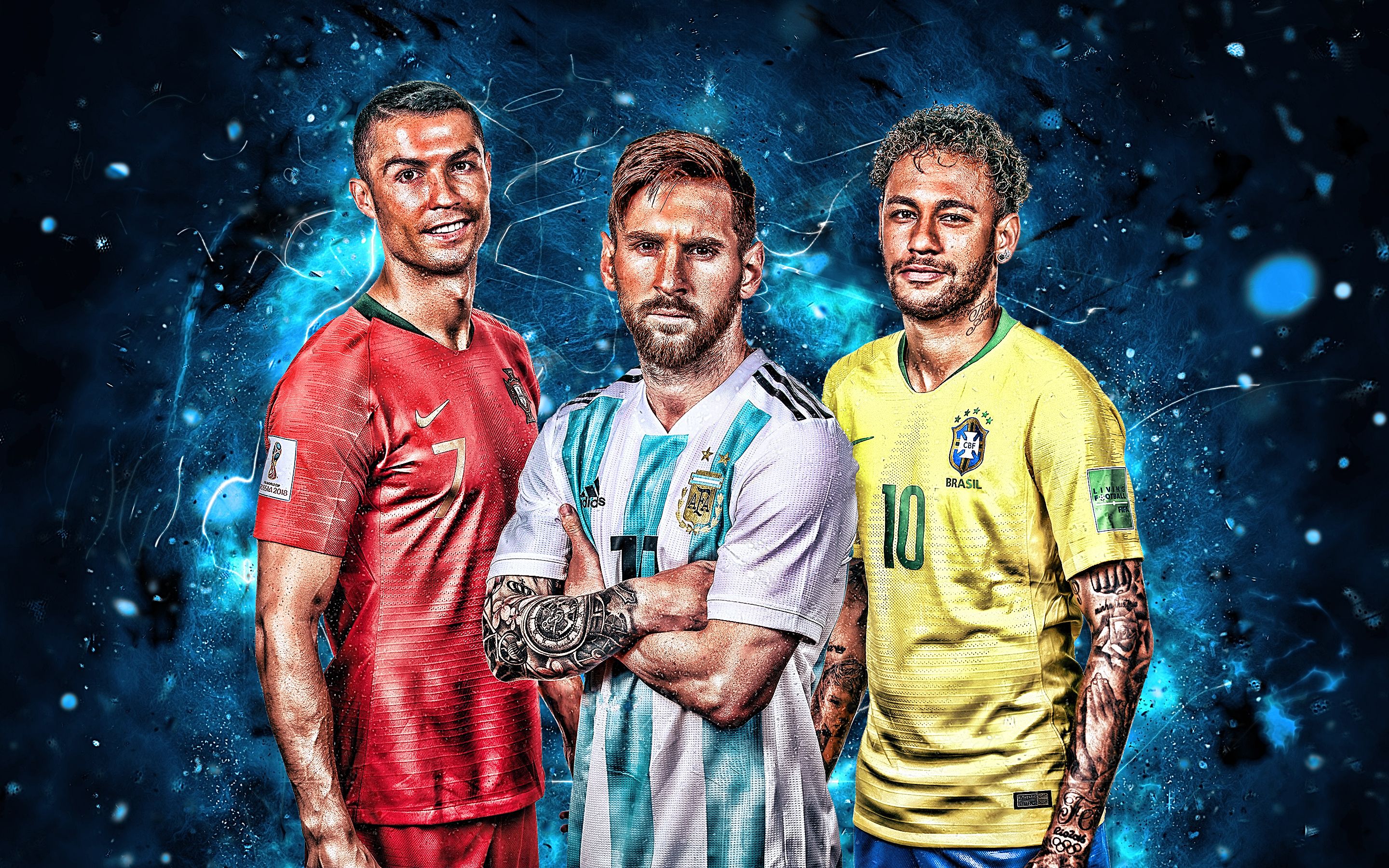 Ronaldo, Messi e Neymar, calciatore brasiliano, 2880x1800 2K, Desktop