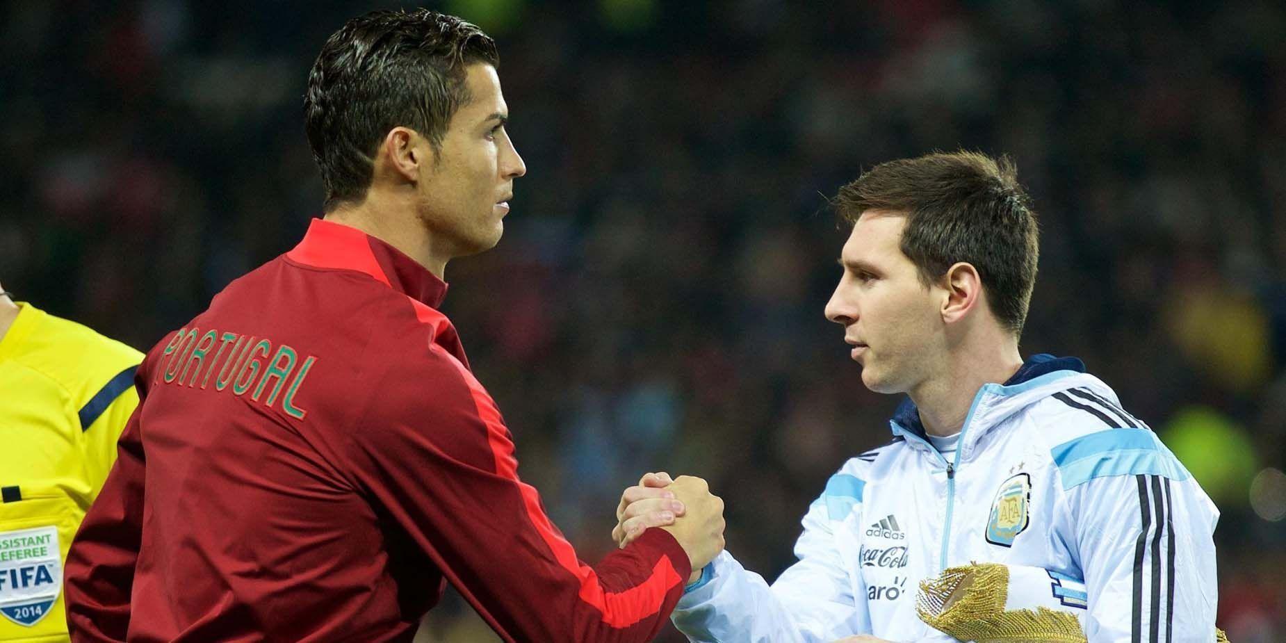 Ronaldo e Messi si stringono la mano, 1850x925 HD Ready, Laptop