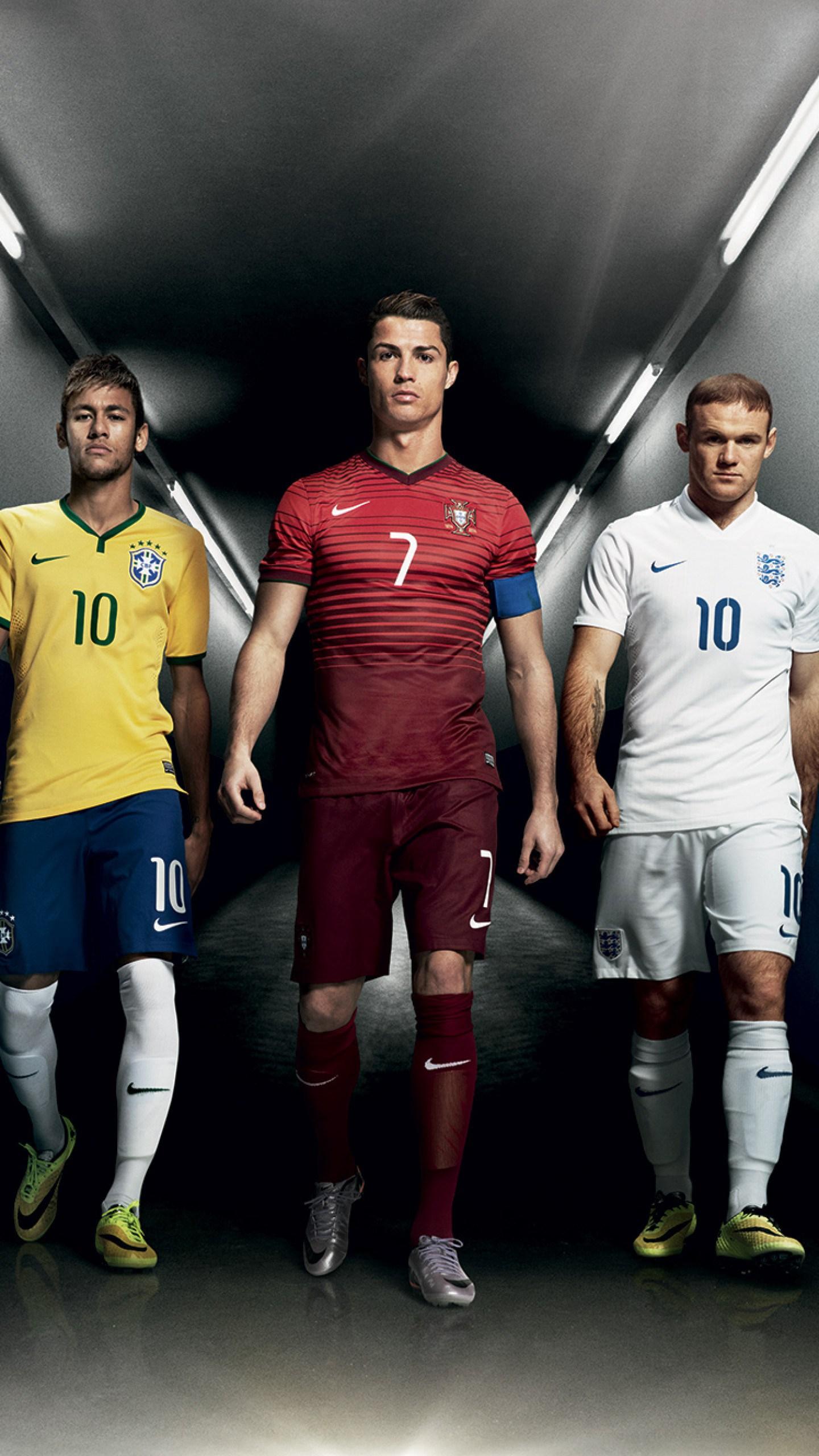 Calciatori Neymar Ronaldo Rooney tunnel, Cristiano Ronaldo, 1440x2560 Full HD Verticale, Smartphone