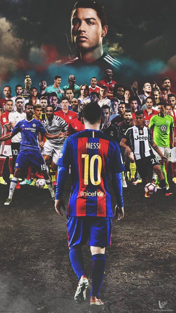 Messi e Ronaldo collage calcio, 675x1200 Verticale, Mobile