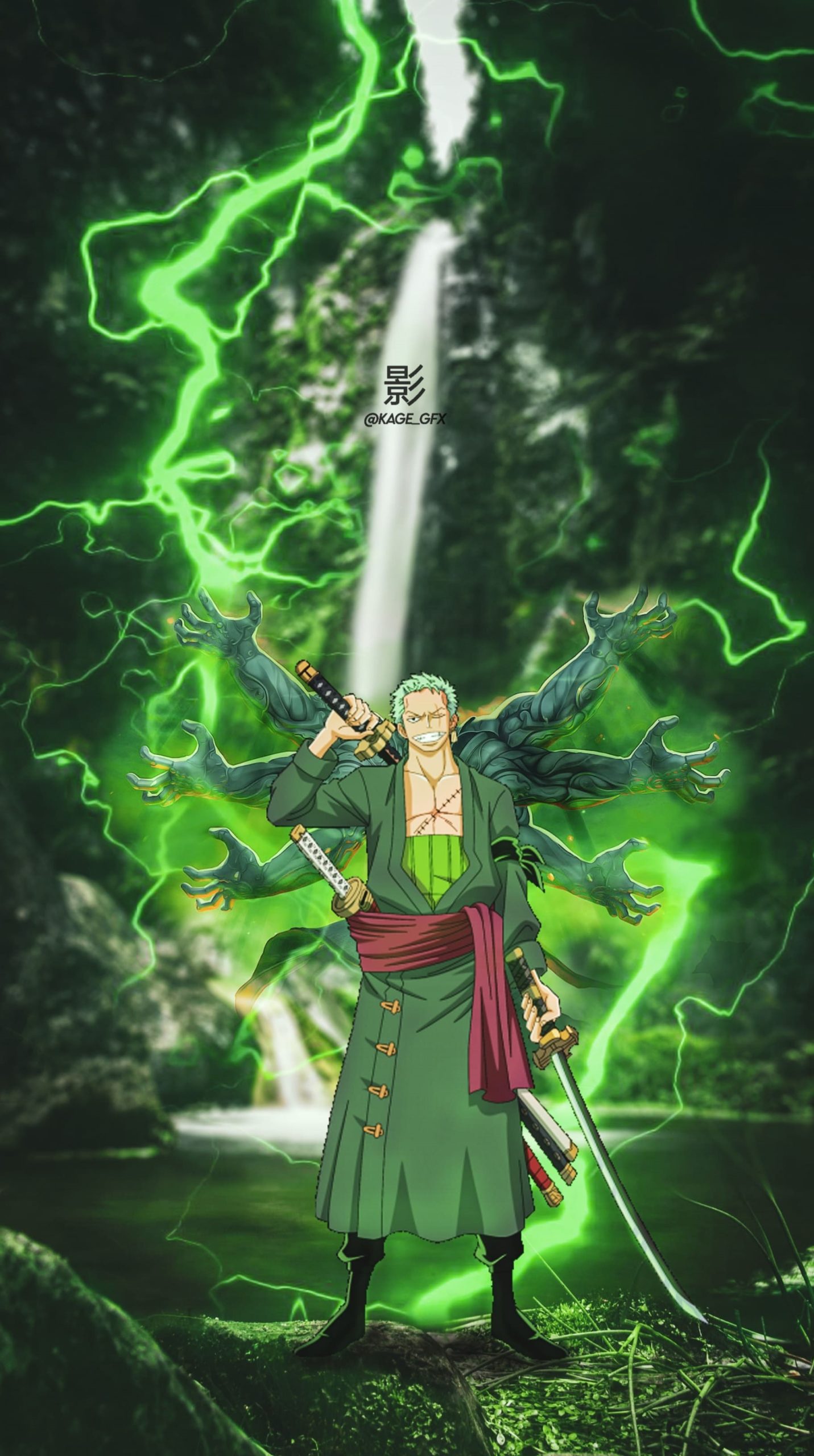Roronoa Zoro fulmini verdi, One Piece, 1431x2560 Full HD Verticale, iPhone