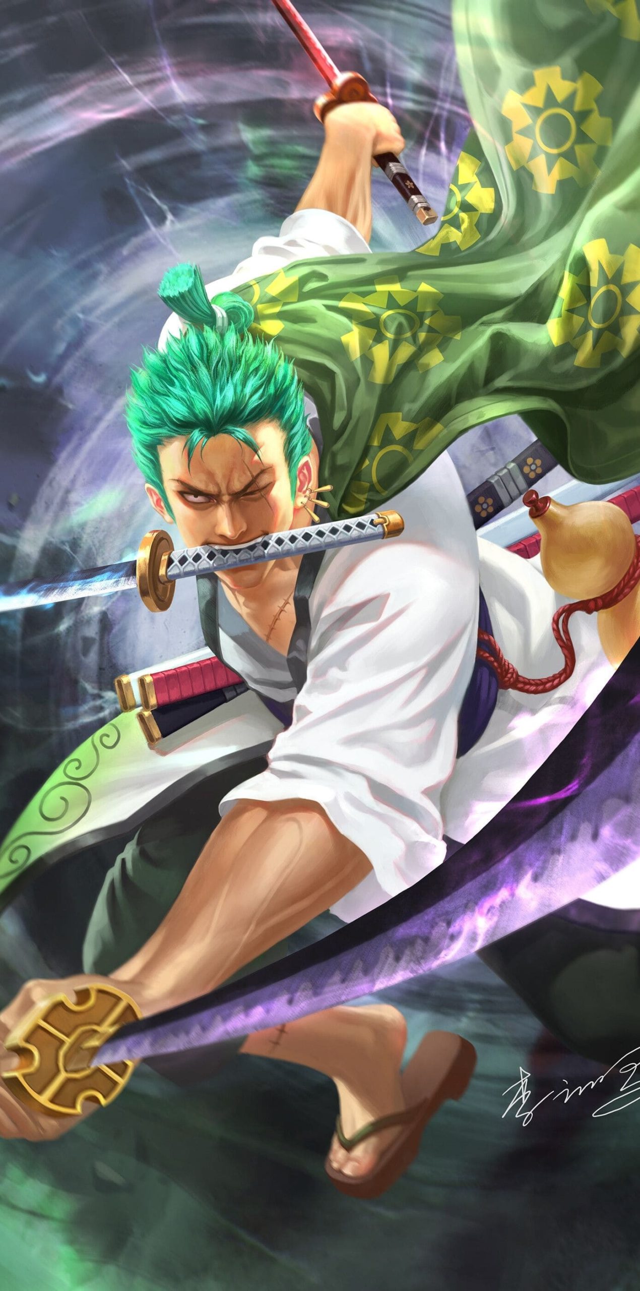 Roronoa Zoro spada One Piece, spadaccino, 1270x2560 Verticale, Telefono
