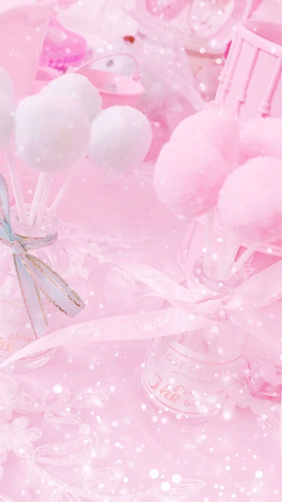 Palline rosa e nastri pastello, 1200x2133 Verticale, Telefono