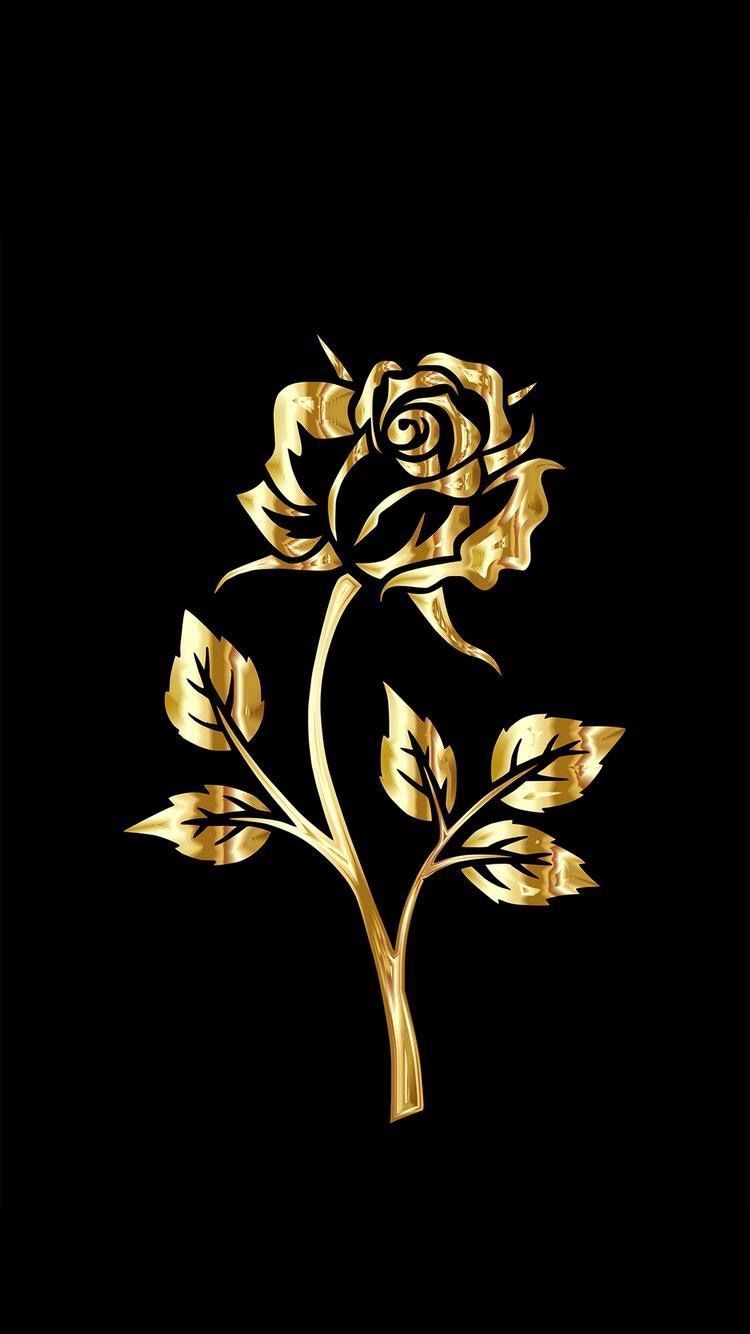 Rosa dorata su nero, 750x1334 Verticale, iPhone