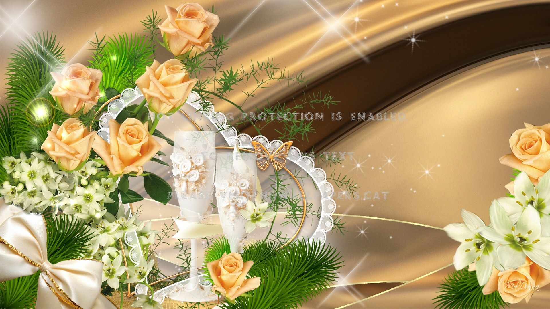 Rose dorate con nastri e cristalli, 1920x1080 Full HD 1080p, Desktop