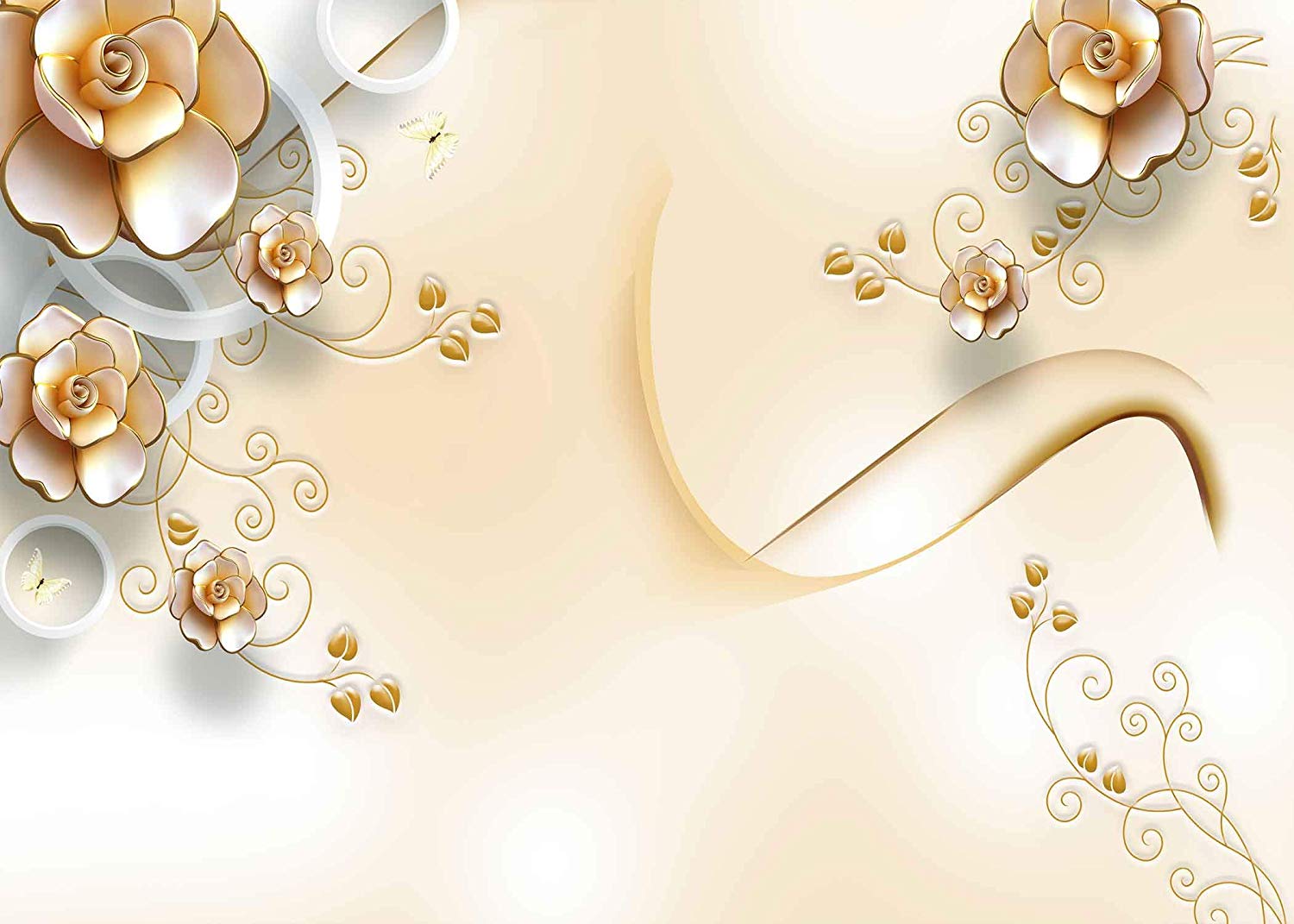 Rose dorate 3D con volute, 1500x1071 HD, Desktop