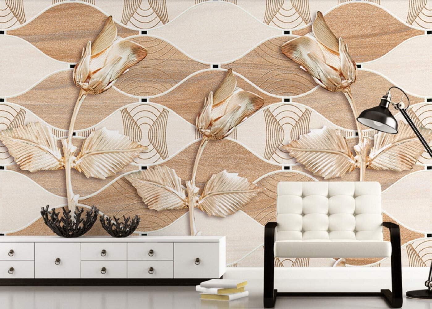 Rose dorate 3D pannello decorativo, 1398x1000 720p, PC