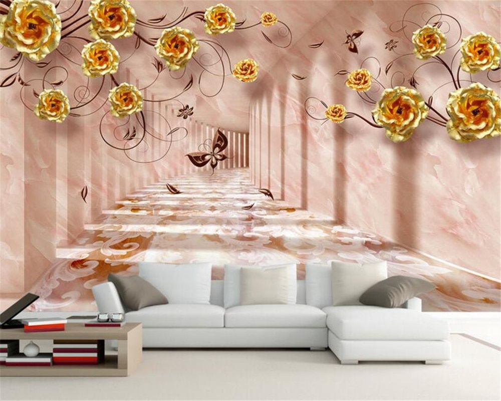 Rose dorate corridoio 3D, 1000x800 HD, Desktop